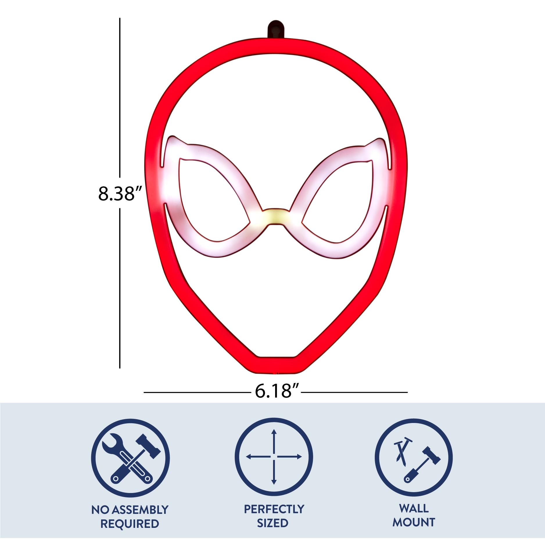 Idea Nuova Spiderman LED Wall Art, 8.4in x 6.2in, Plastic, Kids Bedroom & Playroom Décor, Model NN201730