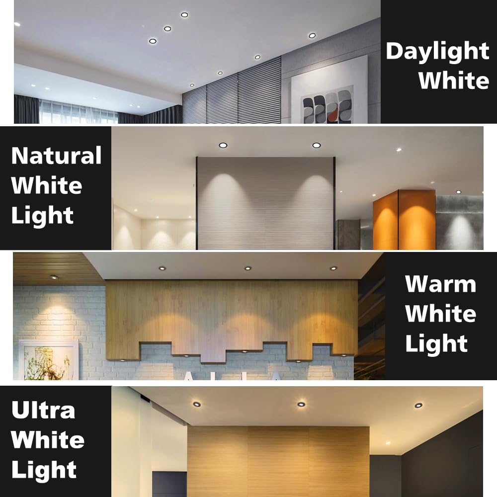 LightingWill 2 Inch LED Downlight - 32 Pack Dimmable Recessed Light, 3W, 4000K Natural White, Black, Model LS8-TD-WMTD