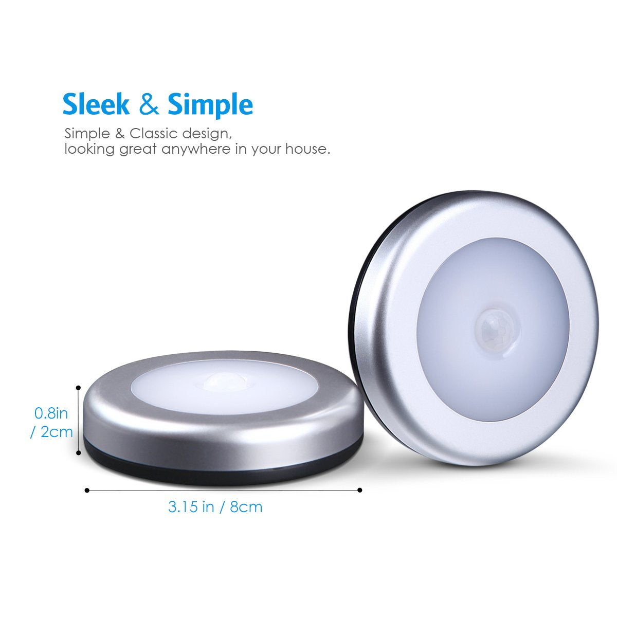 Amir Upgraded 3.15    Motion Sensor Light, Cordless Battery-Powered Led Night Light, Stick-Anywhere Closet Lights Stair Lights,