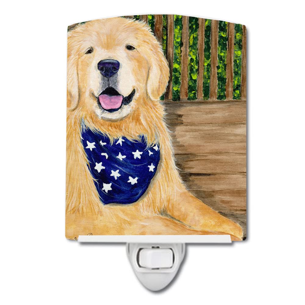 Caroline'S Treasures Ss8972Cnl Golden Retriever Ceramic Night Light Compact, Ul-Certified, Ideal For Bedroom, Bathroom, Nursery, Hallway, Kitchen, 6X4X3, Multicolor