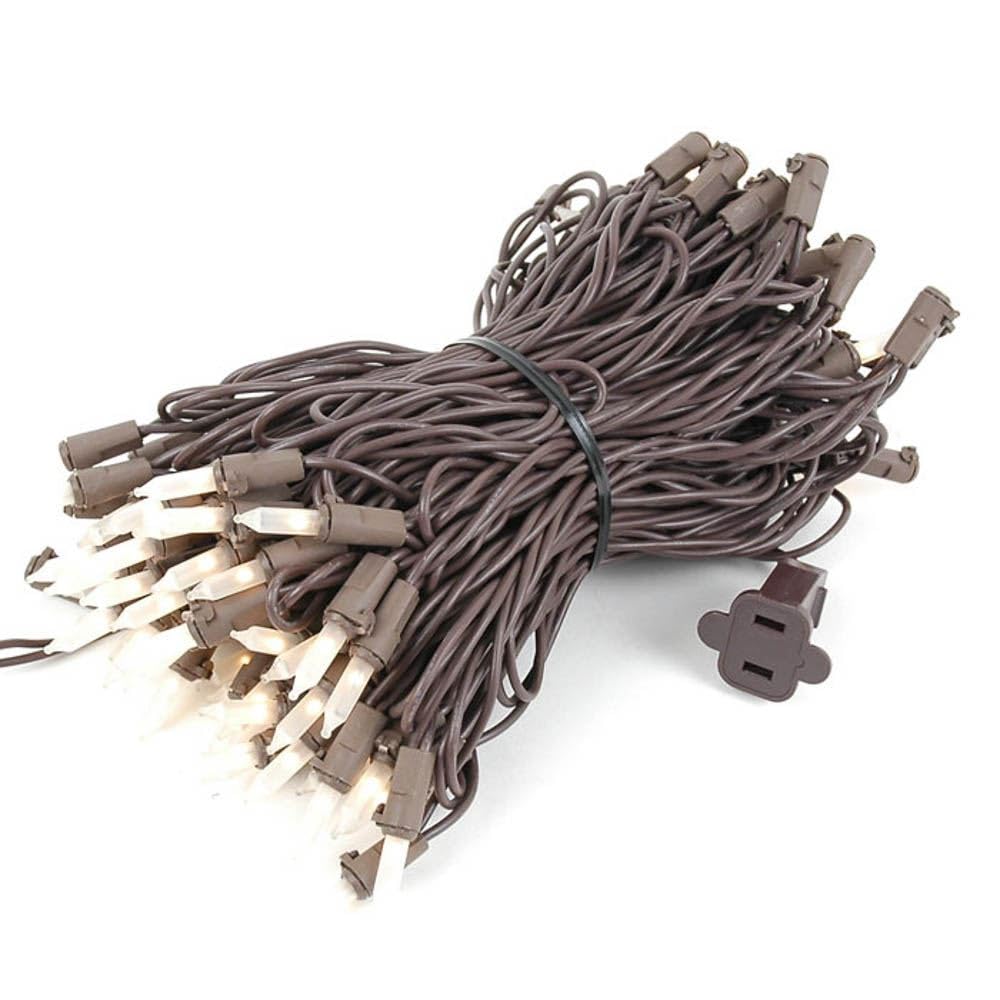 Novelty Lights 50 Feet 100 Bulbs Traditional Incandescent Mini Lights, Frosted On Brown Wire With 6 Spacing, Commercial Grade An