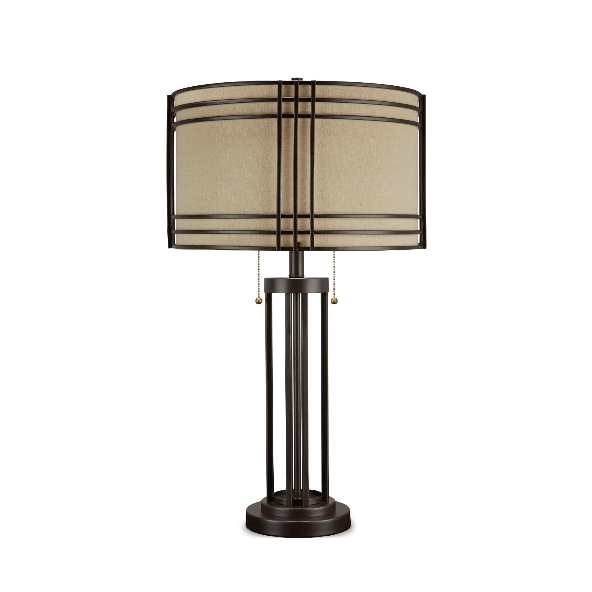 Signature Design by Ashley Hanswell 30 Rustic Industrial Metal Table Lamp with Pull Chain, Dark Brown