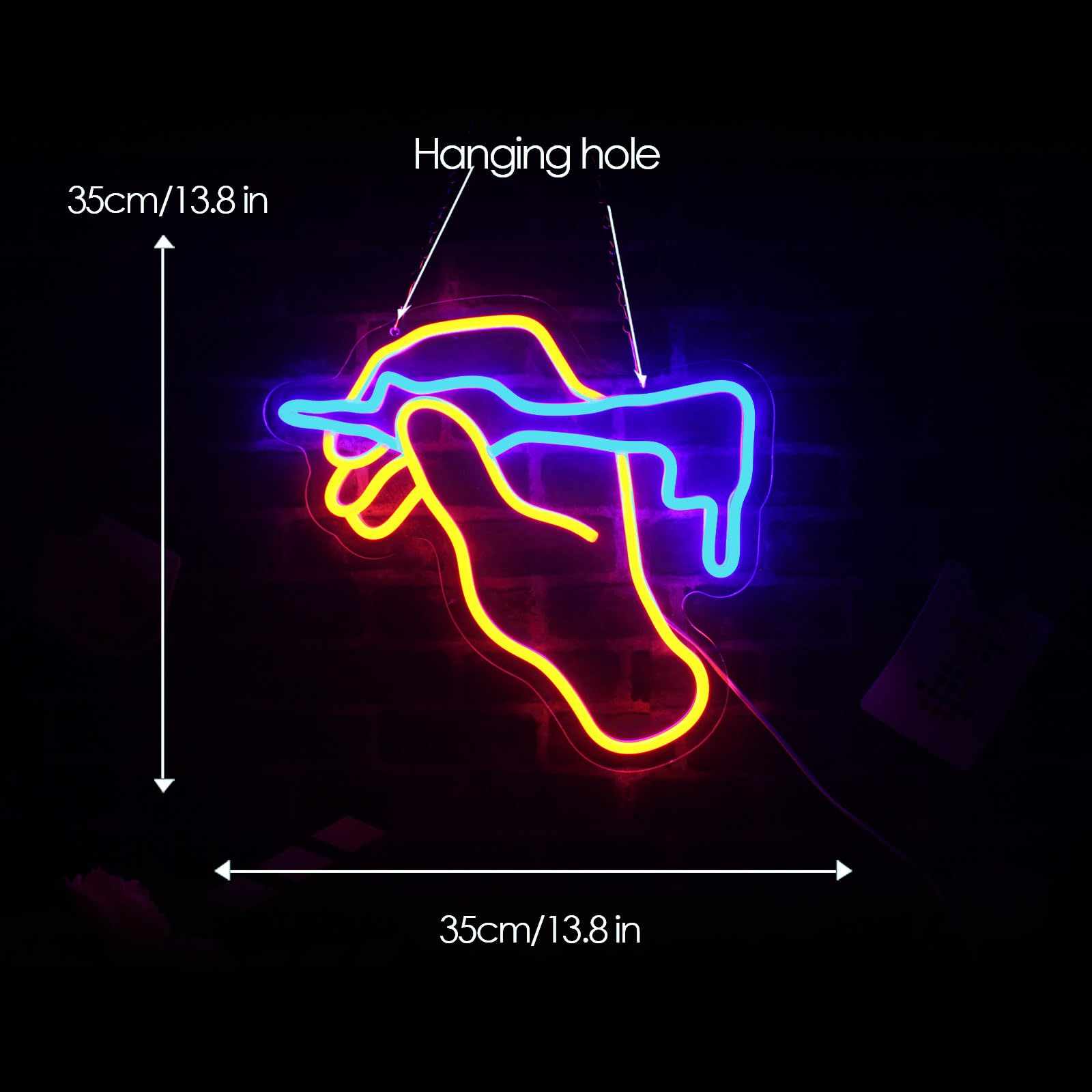 LeDigPig LED Neon Sign for Tattoo Studio, Dimmable Acrylic Wall Décor, 14.4in x 12.8in, Tattoo-Blue