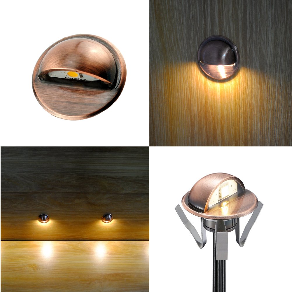 FVTLED Low Voltage LED Deck Lights, IP65 Waterproof, Warm White, 10pcs, Metal, Model B106B, Outdoor Stair and Step Lighting