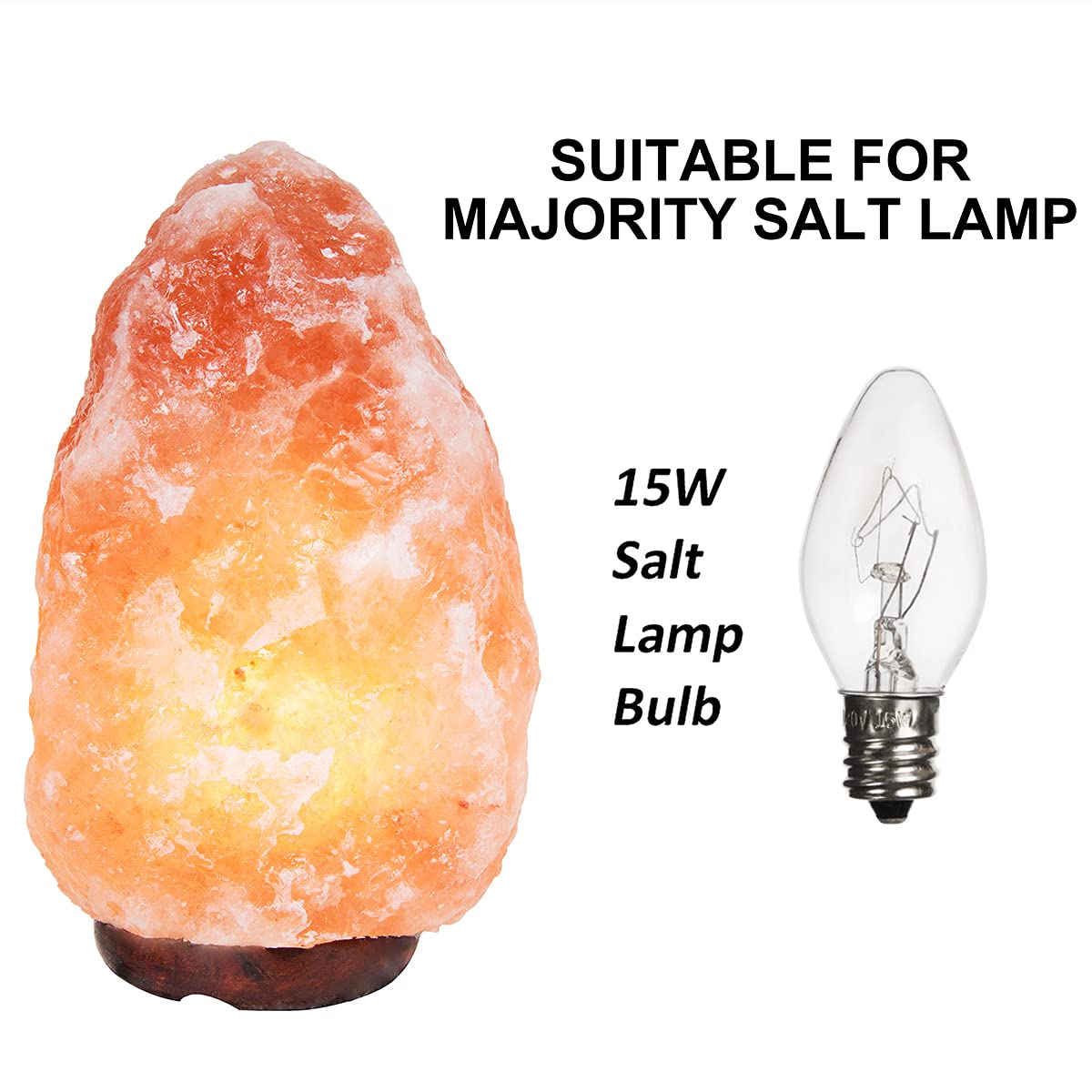 Ohlgt 12 Pack Salt Lamp Light Bulbs 15 Watt, Himalayan Salt Lamp Original Replacement Bulbs E12 Socket Long Lasting Incandescent