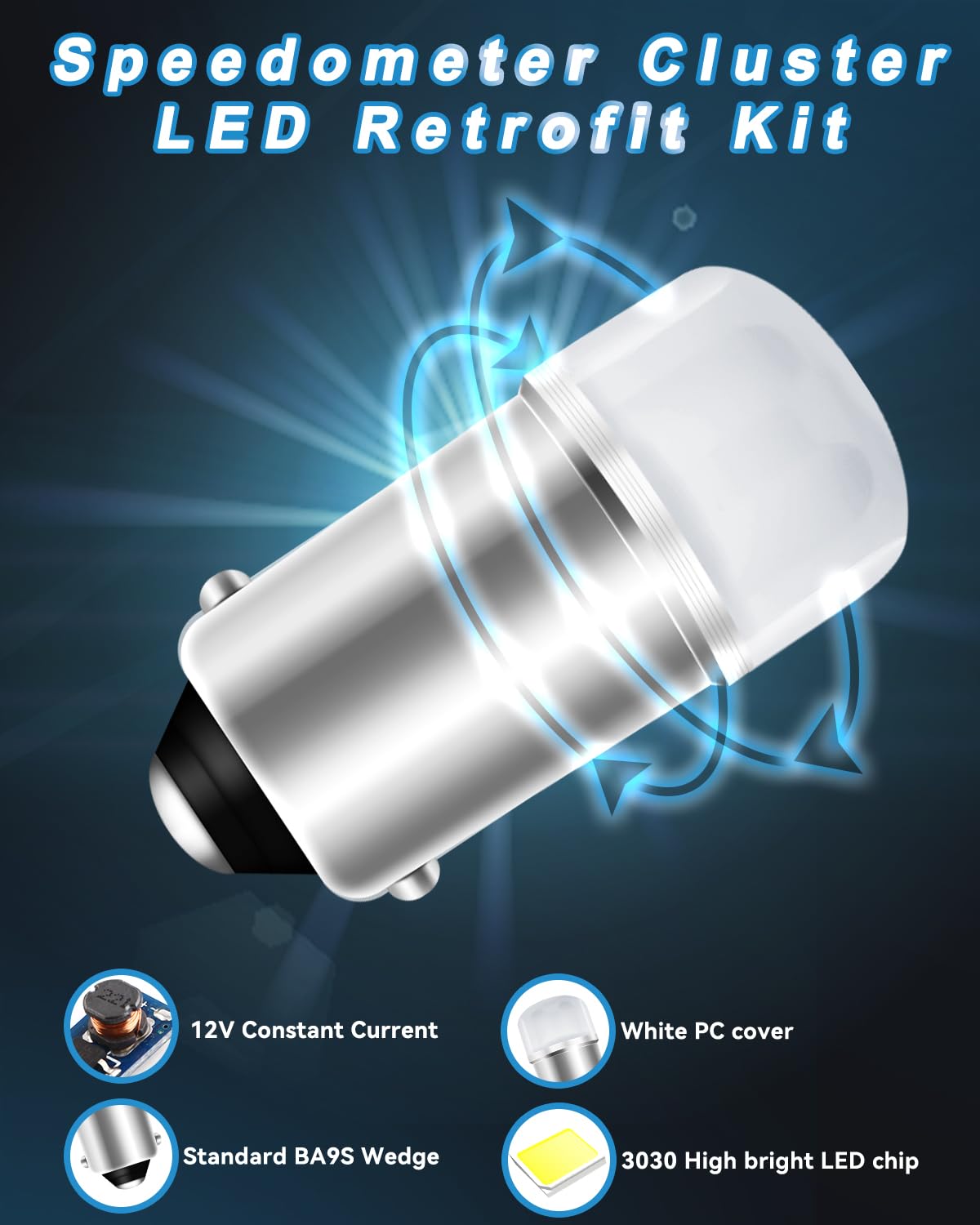 Keiurot Led Retrofit Bulb Kit For Jeep Cj5 Cj7 Cj8 Speedometer Cluster - Aluminum Replacement