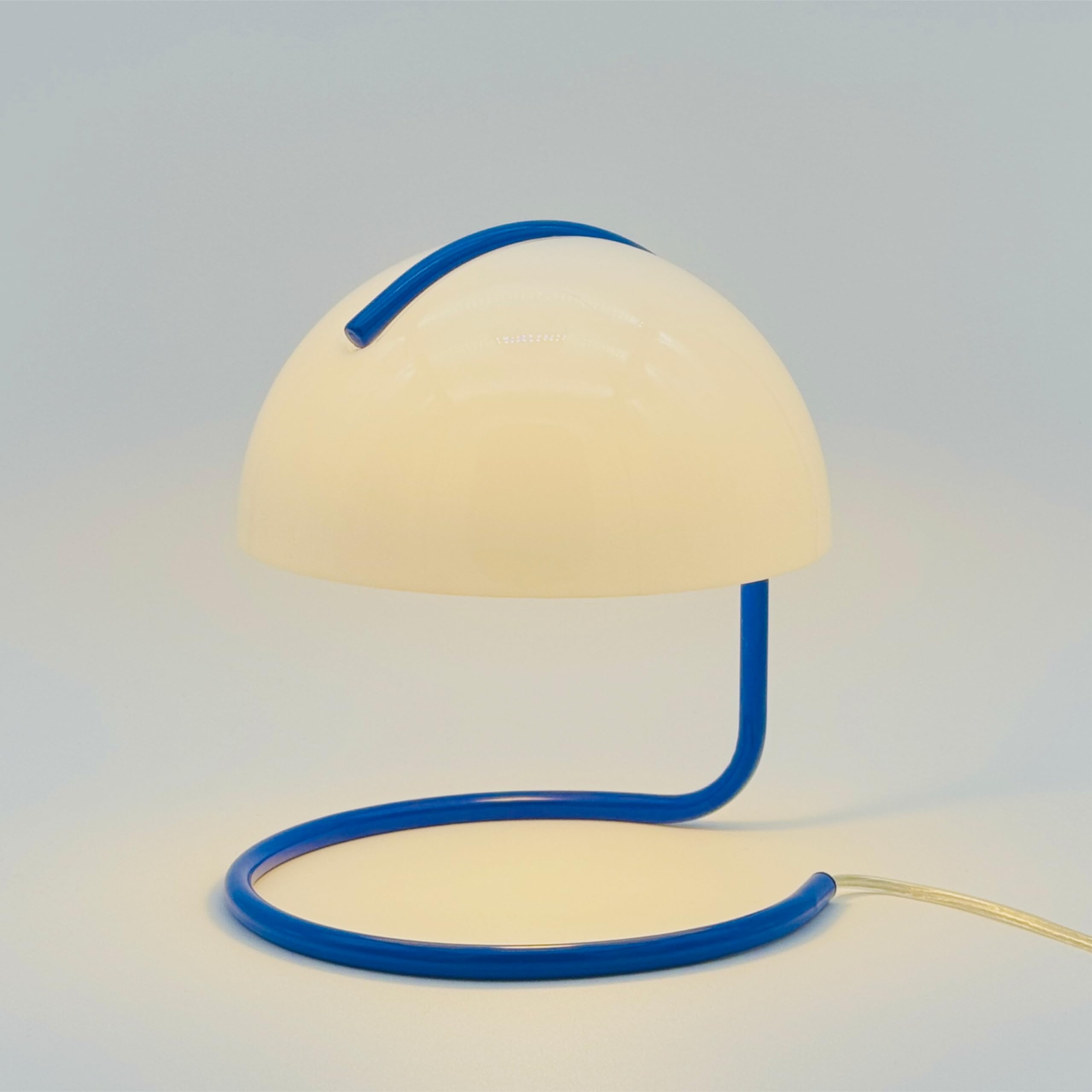 Lotus Atelier Blue Bauhaus Light | Retro Mushroom Table Lamp For Room Aesthetic Modern Lighting For Bedroom | Mid Century Modern | Living Room Decor & Bedroom Decor (10.5 H X 9.5 W) (Blue)