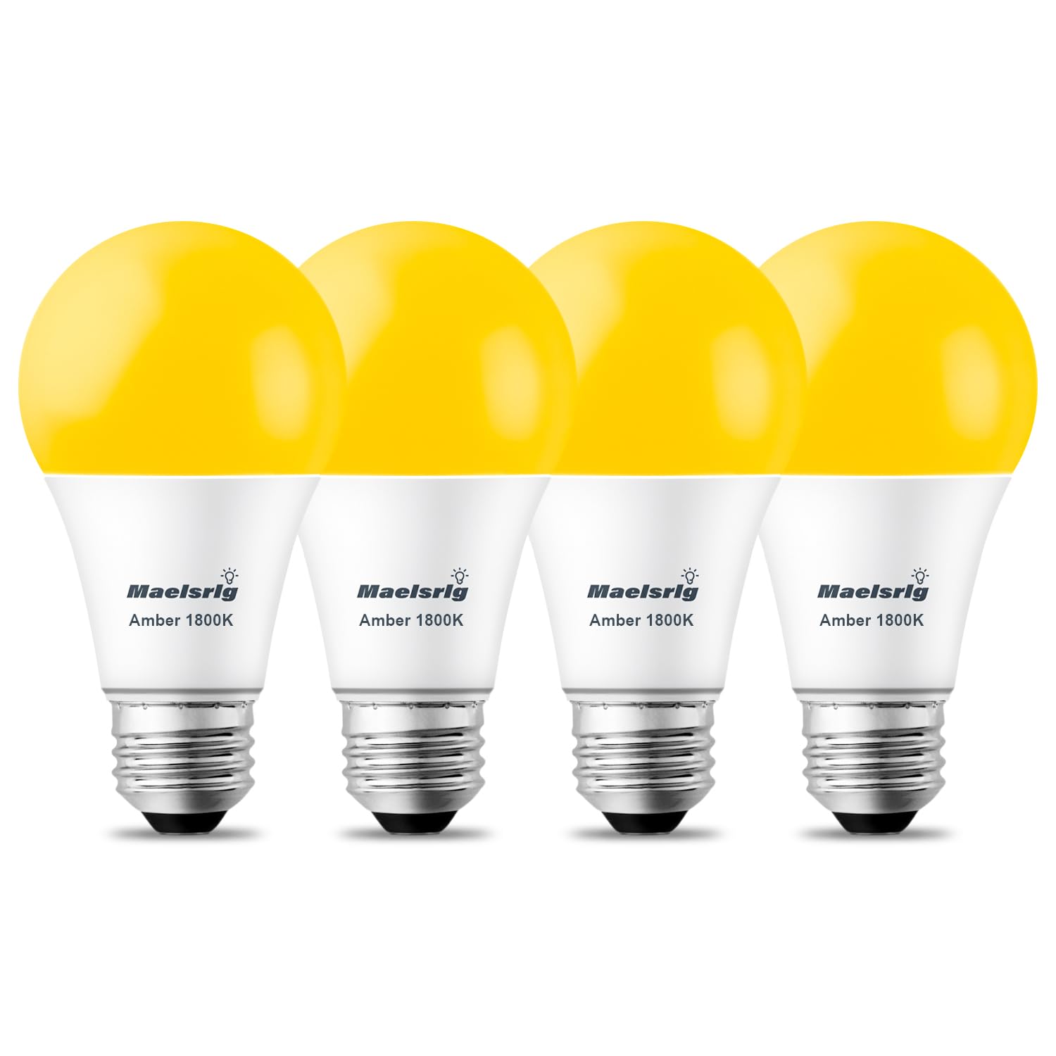 Maelsrlg A19 Warm Sleep Light Bulb, 9W(60W Equivalent), 1800K Amber, Dimmable, E26 Base, Soft Yellow Light Bulbs, 800 Lumen, 120