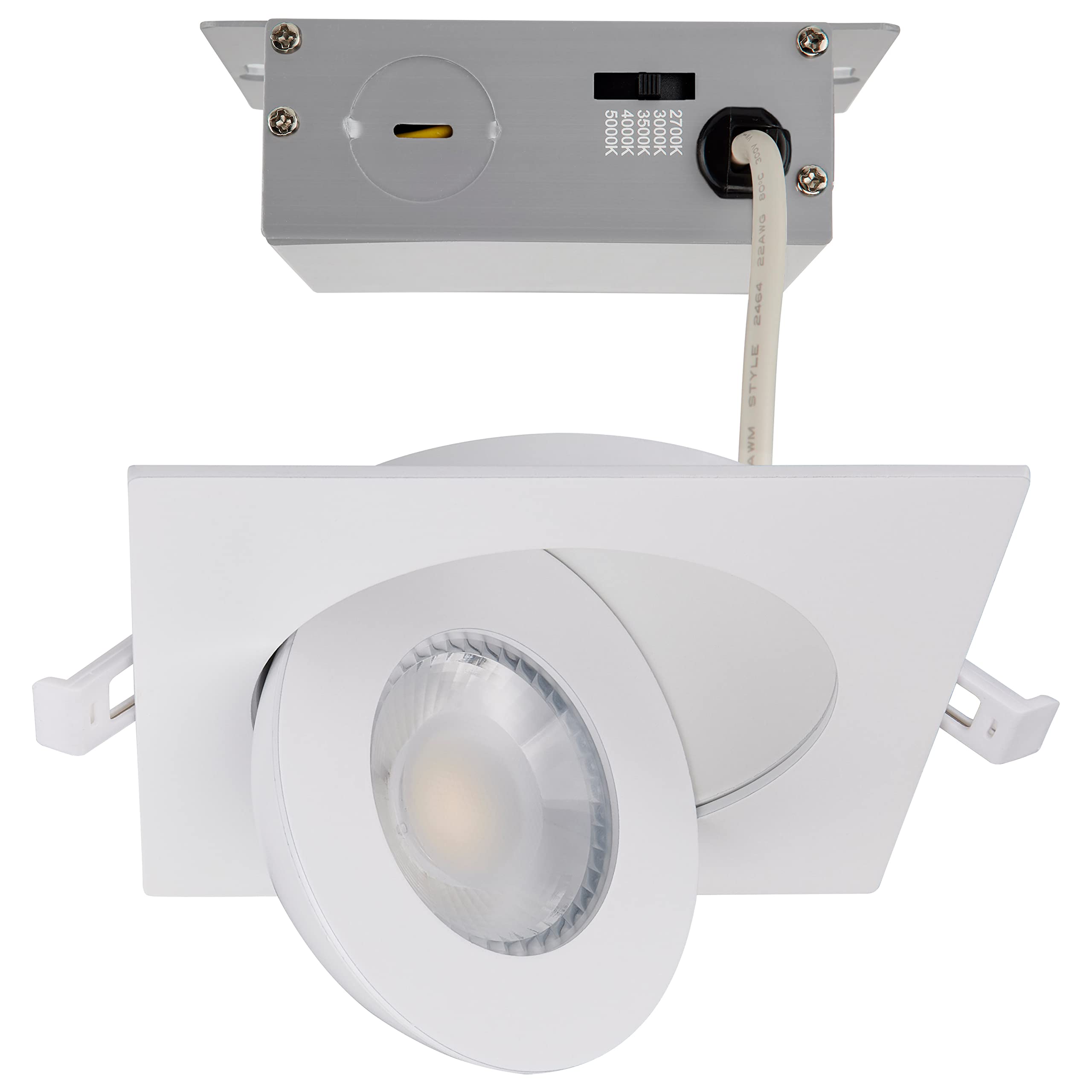 Satco S11841 LED Low-Profile Gimbal Downlight, CCT Selectable 2700K/3000K/ 3500K/4000K/5000K, 4 Inches, White