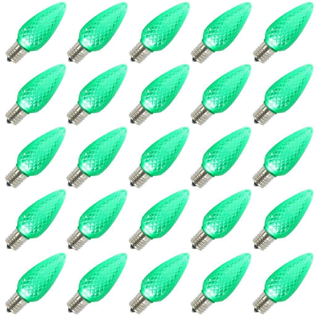 Vickerman C9 LED Replacement Bulb, Green, Faceted, Model XLEDC94-25, Package of 25