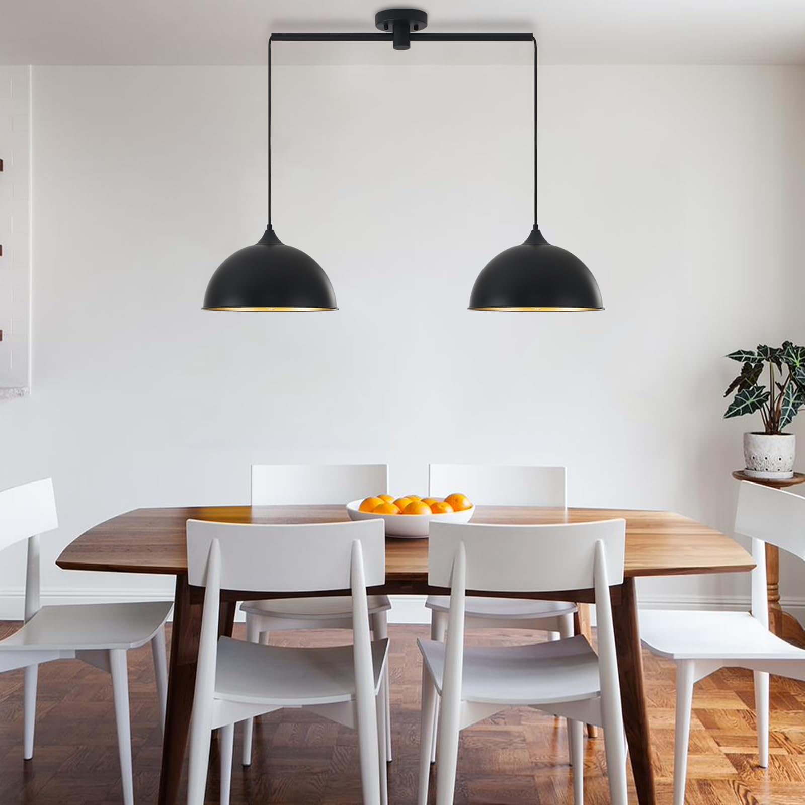 Miaybph Pendant Lights Kitchen Island, 2-Pack Dome Pendant Light Black And Gold Light Fixtures Industrial Vintage Hanging Pendan