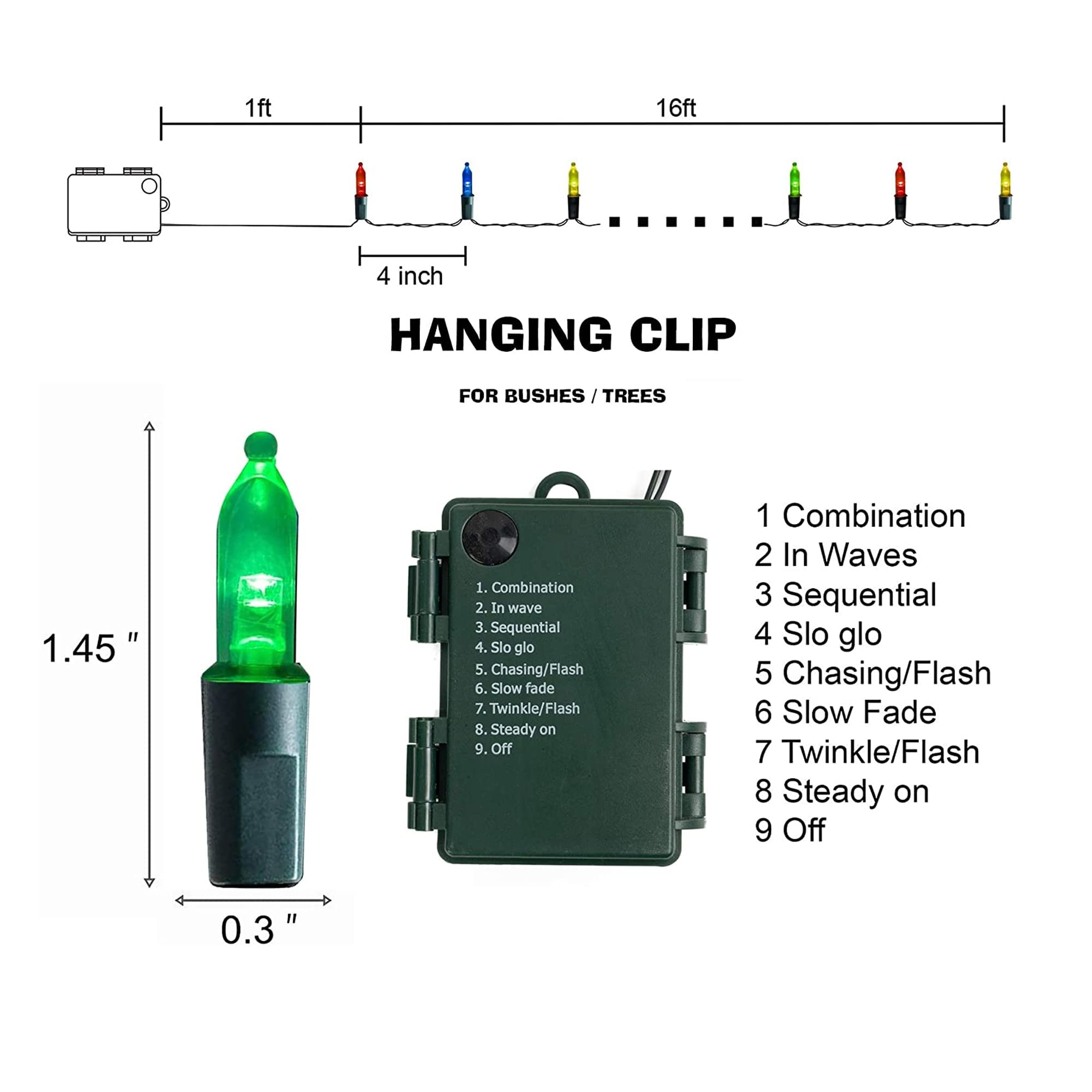 Dazzle Bright Battery Operated Christmas Lights, 2 Pack 16 Feet 50 Led Clear Mini String Lights Waterproof With 8 Modes For Xmas Indoor Outdoor Yard Holiday Wedding Decorations (Multi Color)