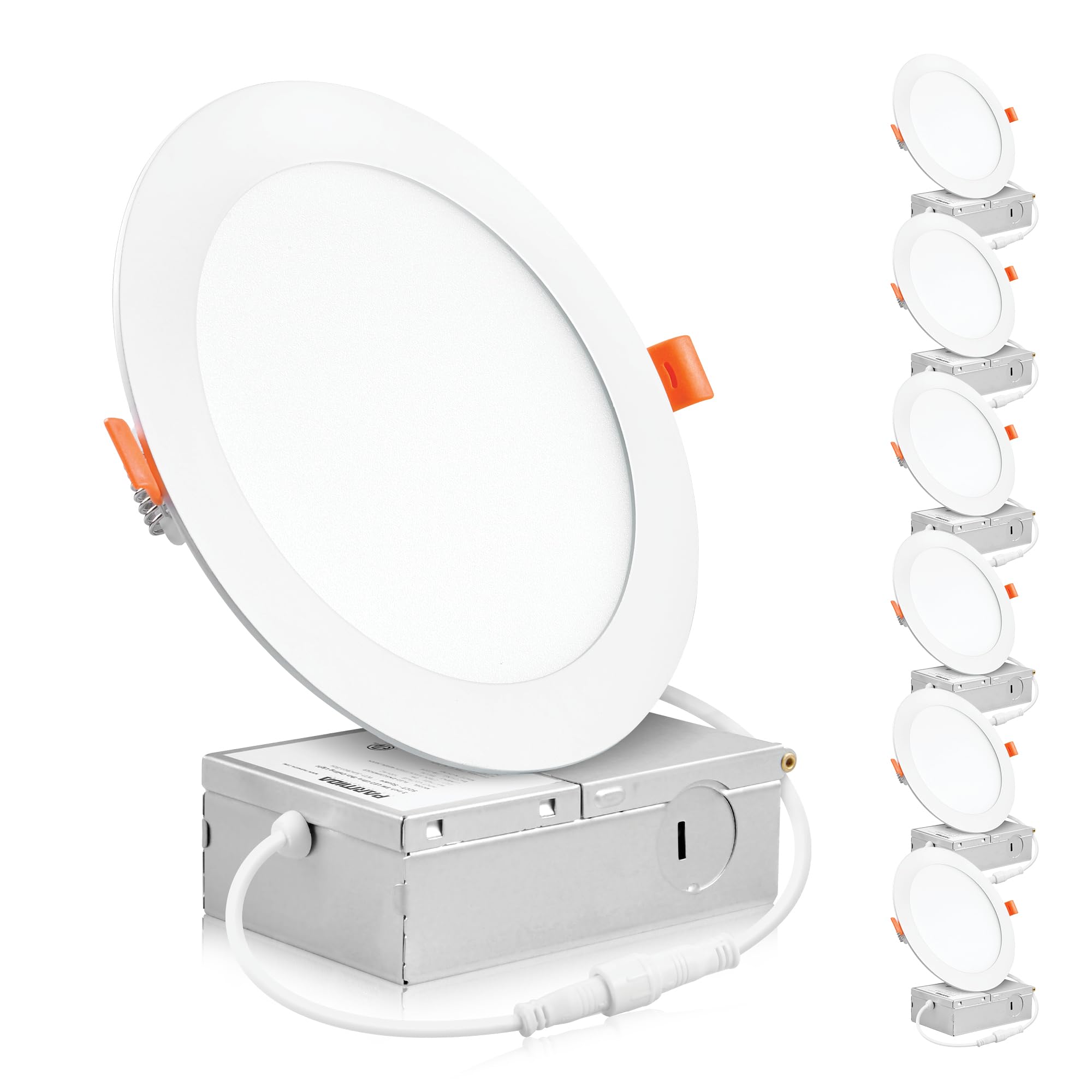 Parmida (12 Pack) 6 Inch Ultra-Thin Led Recessed Ceiling Light With Junction Box, 12W, Dimmable Canless Wafer Slim Panel Downlight, Ic Rated, Etl-Listed - 5000K
