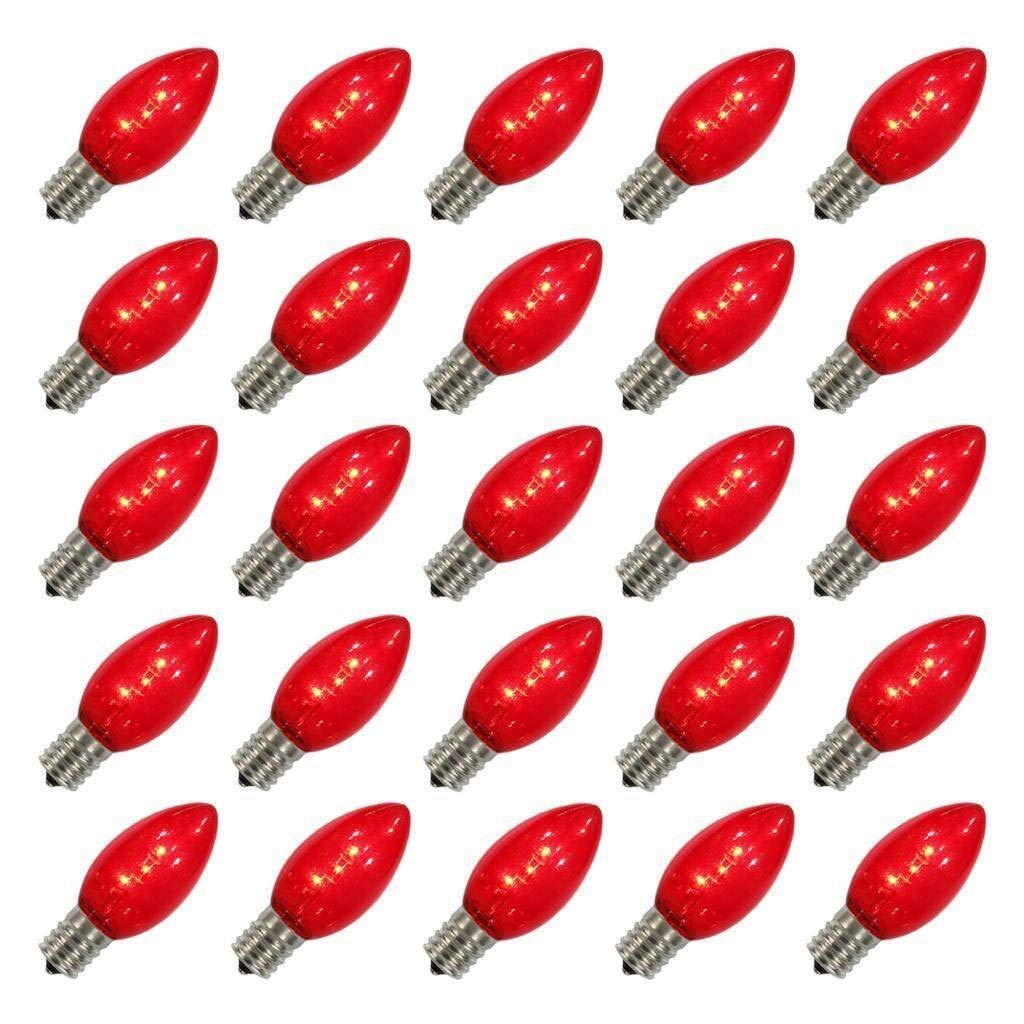 Vickerman C9 Red Transparent LED Bulb 25/Box - XLEDTC93-25