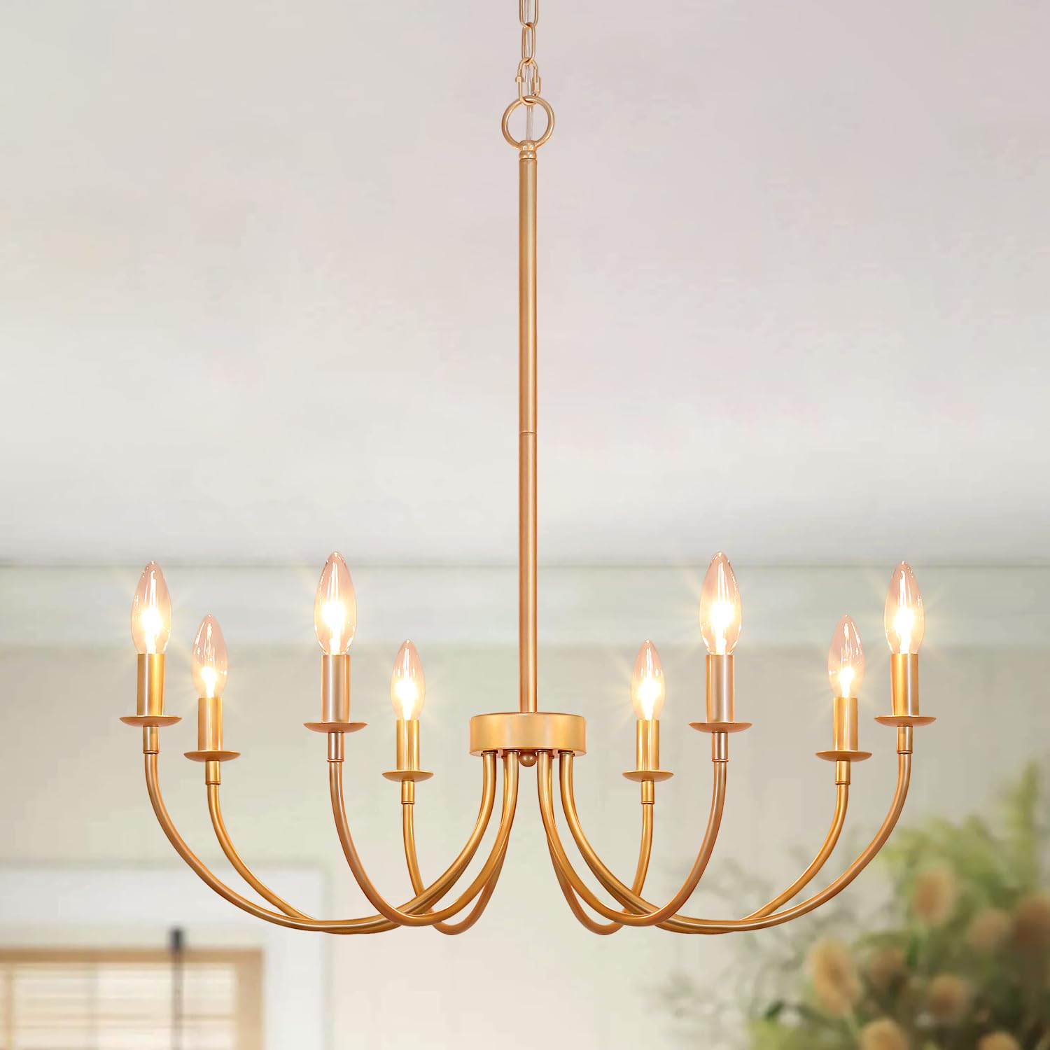 Puyveyor 26 Gold Chandelier  8-Light Farmhouse Chandelier For Dining Room Lighting Fixtures Hanging  Rustic Vintage Modern Candle Chandeliers For Living Room Bedroom Foyer Kitchen Entryway