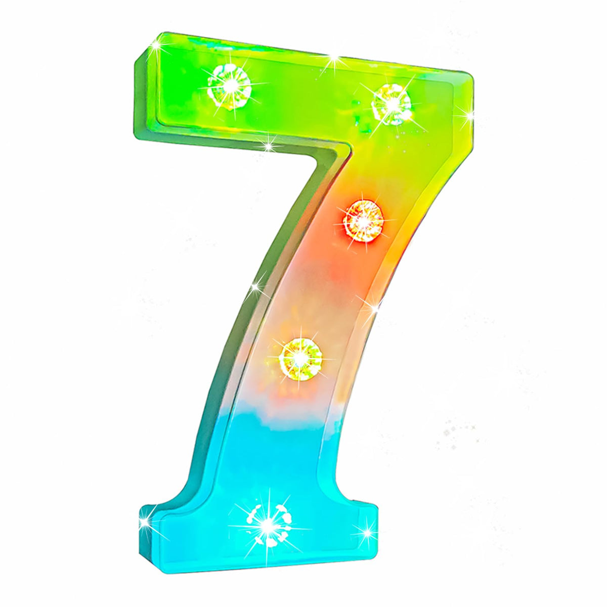 Glintee Decorative Led Light Up Number, Light Up Number Sign For Night Light Wedding Birthday Party Christmas Home Bar Decoration Number-(Number 7)