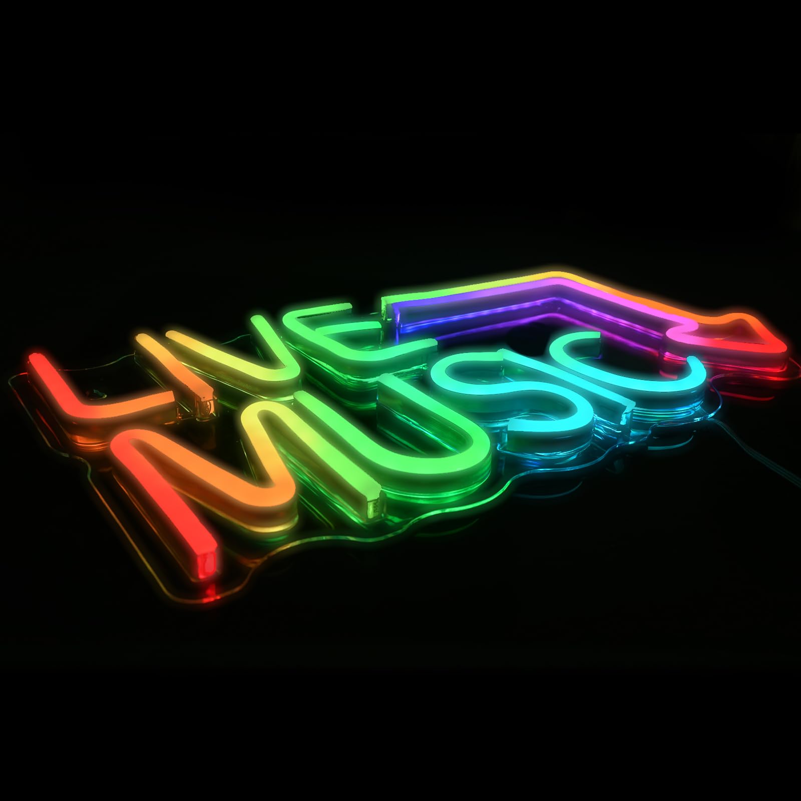 Wanxing RGB Neon Sign for Wall Decor, Dimmable Acrylic Light, Music Theme, Ideal for Bedroom, Man Cave, Game Room, Home Bar