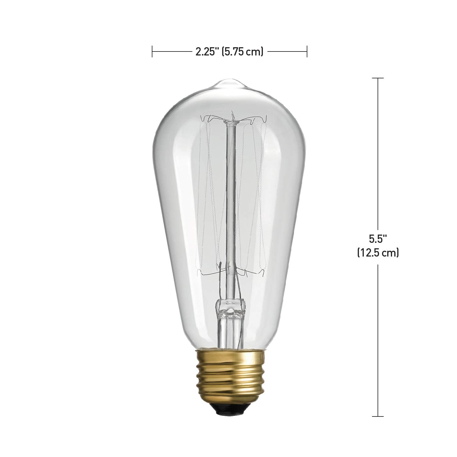 Globe Electric 01321 60W Vintage Edison S60 Squirrel Cage Incandescent Filament Light Bulb, E26 Base, 220 Lumens, 2200 Kelvin, E