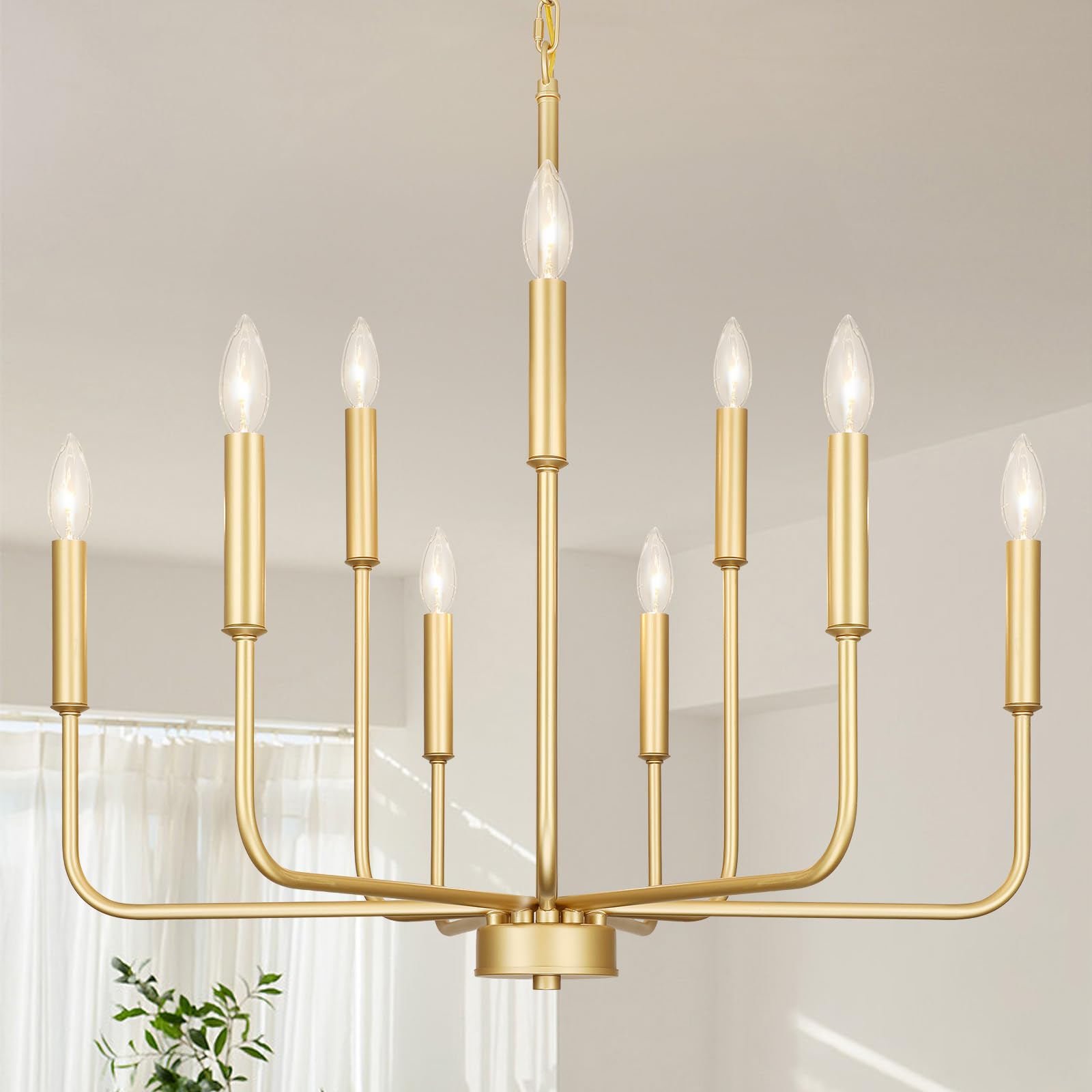 Gifarich Gold Chandeliers For Dining Room Light Fixture Over Table  Modern Farmhouse Chandeliers For Living Room 9-Lights Industrial Metal Candle Lighting Fixtures For Entryway Kitchen Island Foyer