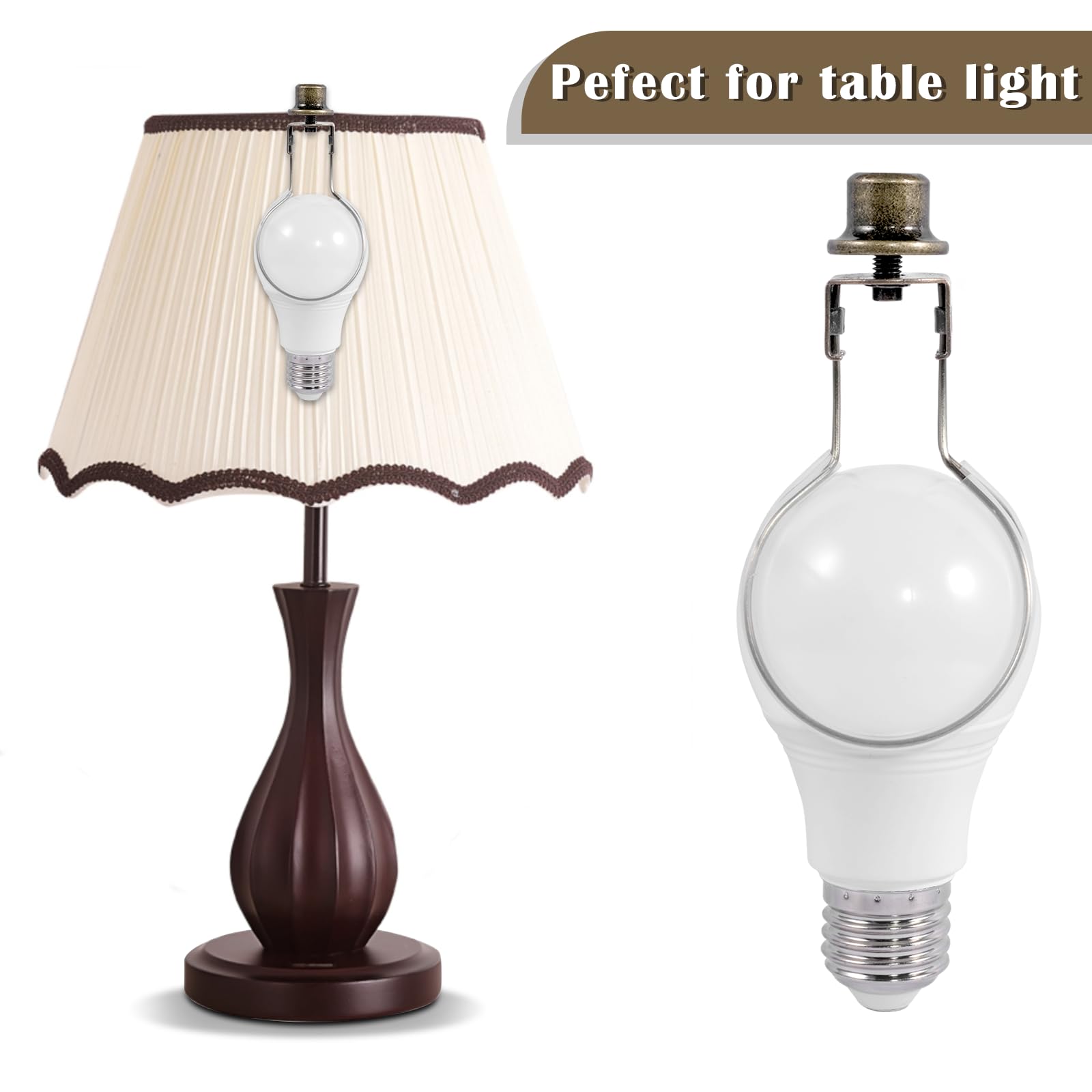 Lamp Shade Holder,Lamp Shade Light Bulb Clip Adapter,Clip On Lampshade Adapter Includes Finial And Lampshade Levellers,Spring Cl