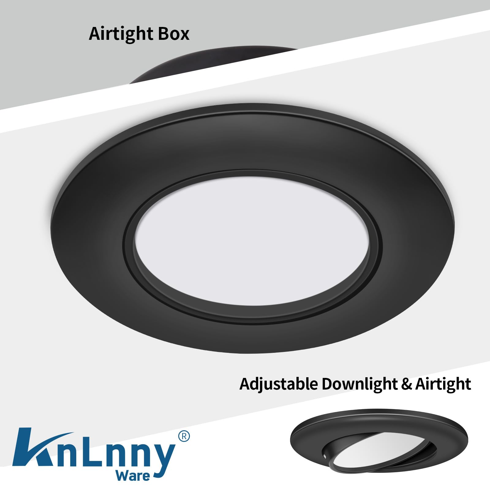 Knlnny Ware Black Recessed Lighting 4 Inch 6 Pack,Ajustable Eyeball Gimbal Light,Led Recessed Lighting 4 Inch Ceiling Light With