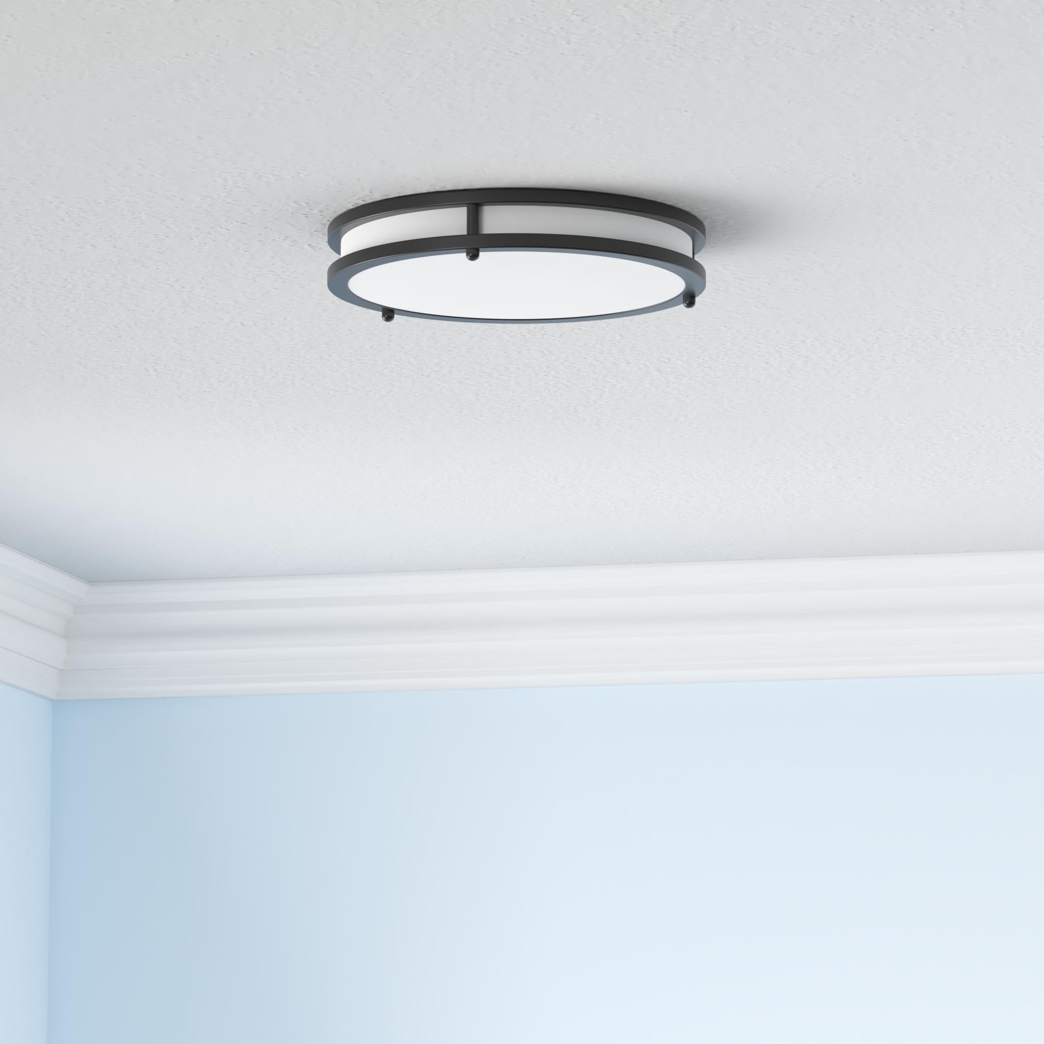 12 Inch Flush Mount Ceiling Lights, 36W 3200Lm Black Dimmable Light Fixtures Ceiling Mount, 3000K-5000K Selectable Modern Kitche