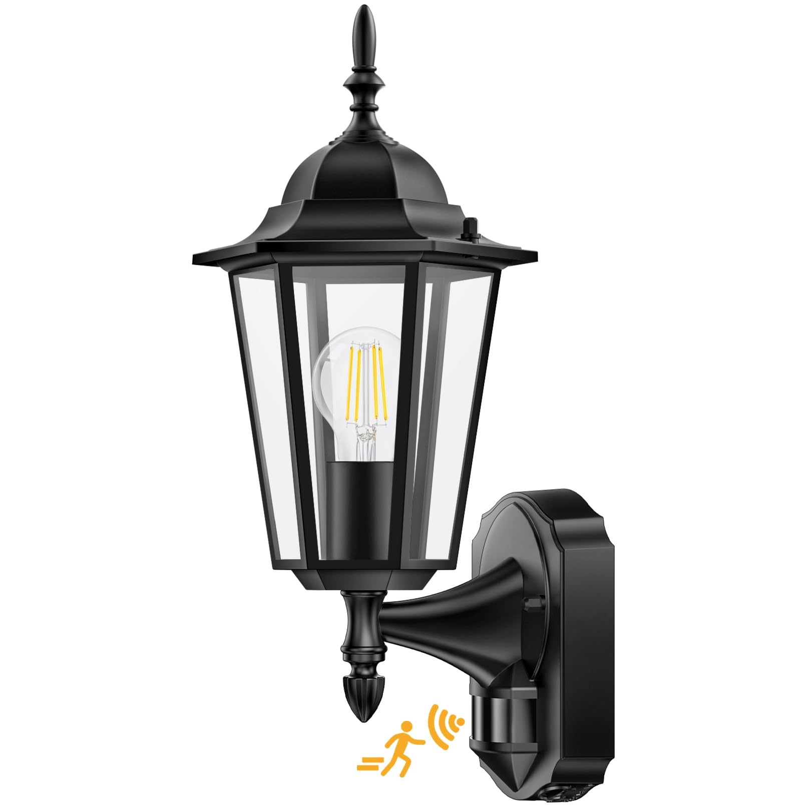 Lamomo Motion Sensor Outdoor Lights, Dusk to Dawn, Waterproof Aluminum, 1 Pack, Black, Model LMM-0024-WU-SEUS