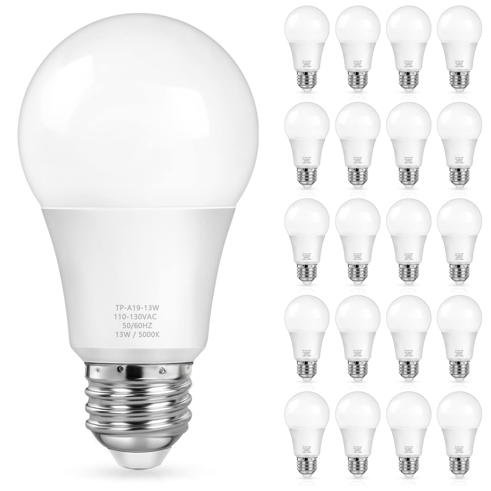 Maxvolador A19 Led Light Bulbs, 100 Watt Equivalent Led Bulbs, Daylight White 5000K, 1500 Lumens, E26 Standard Base, Non-Dimmabl