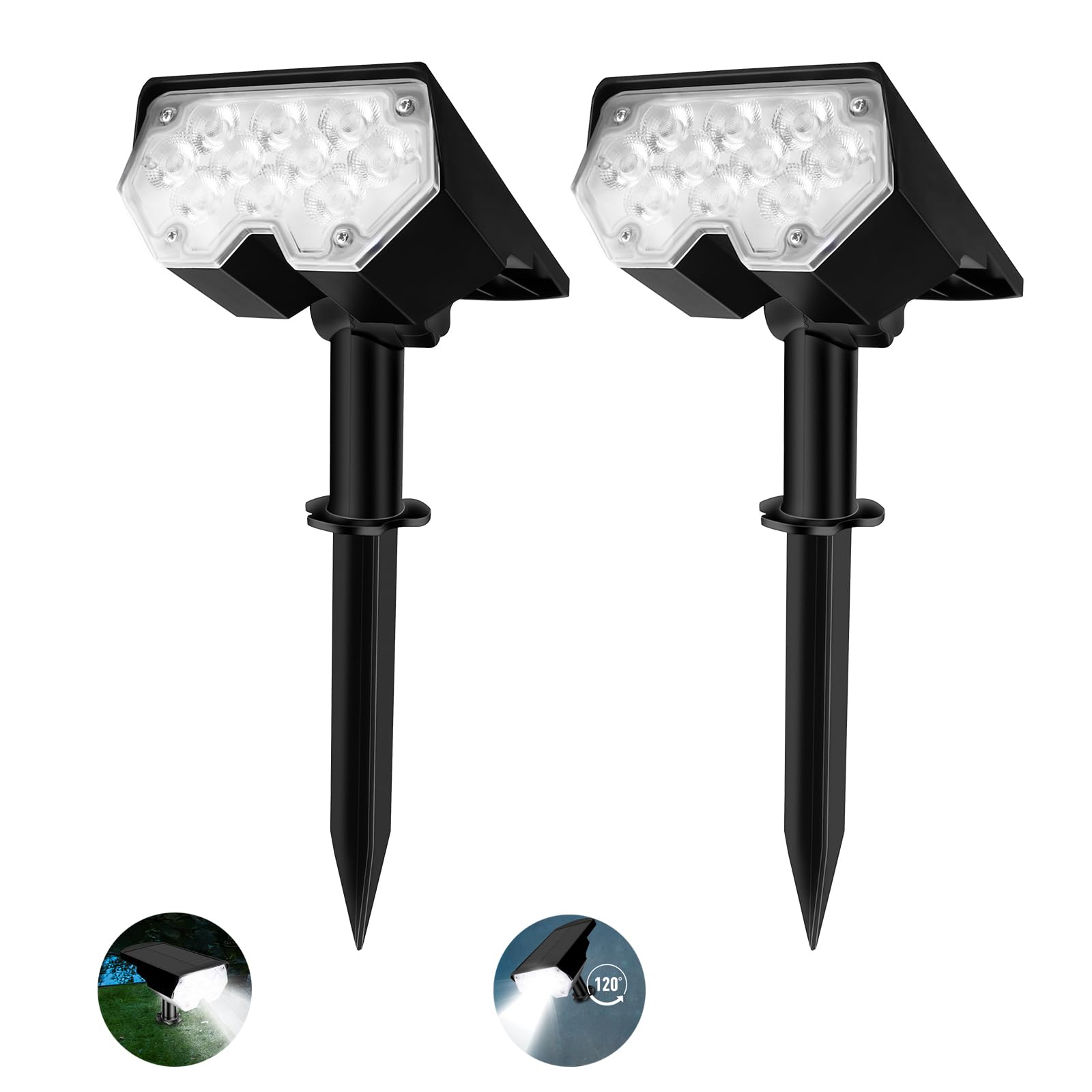 FOSUNKER All-New Solar Spot Lights Outdoor Waterproof,20 LEDs Solar Flag Light with 2 Modes,Landscape Spotlights for Pathway, Pa