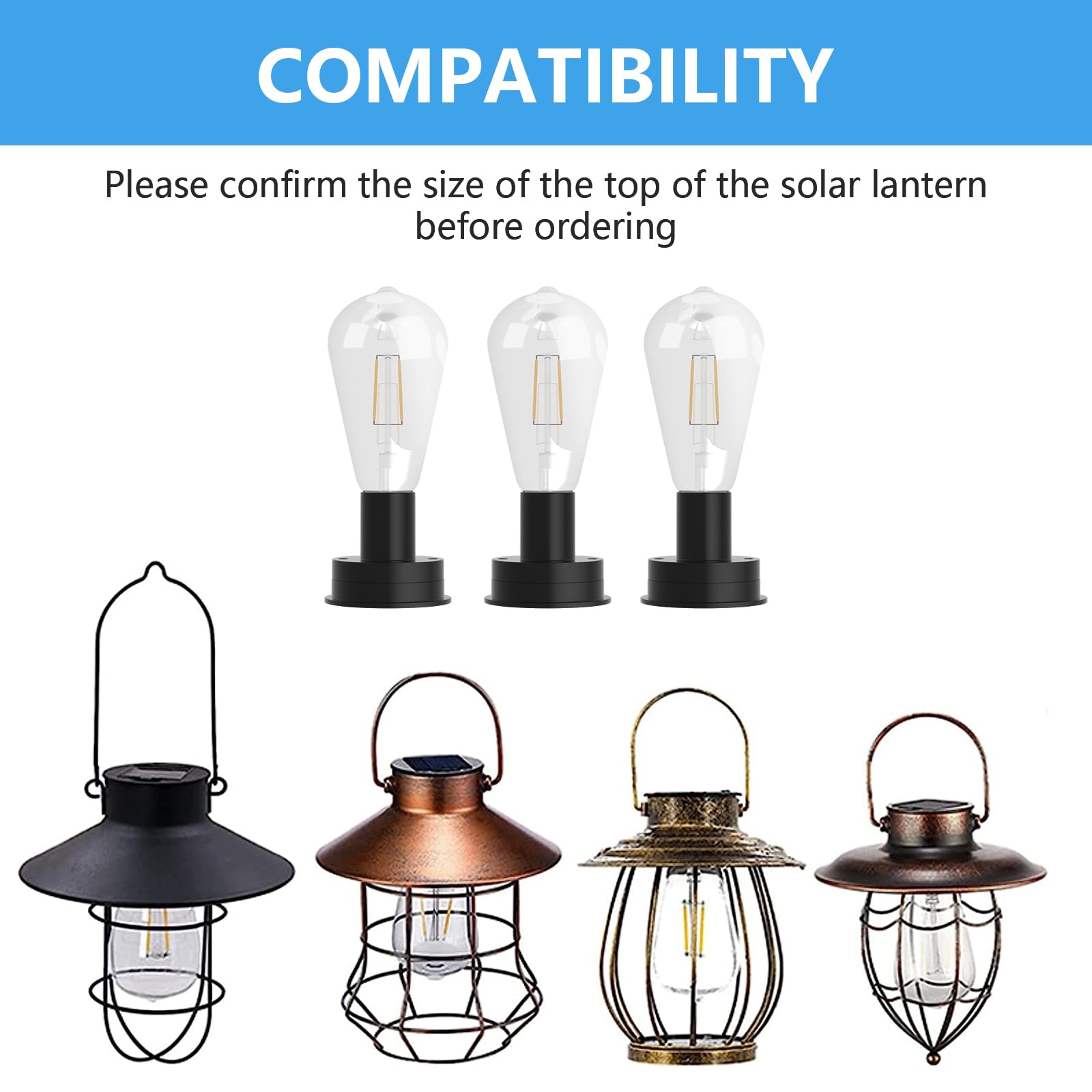 AQEENURA Waterproof Solar Lantern Replacement Parts, 7CM Bulb, Black, Model AQ111