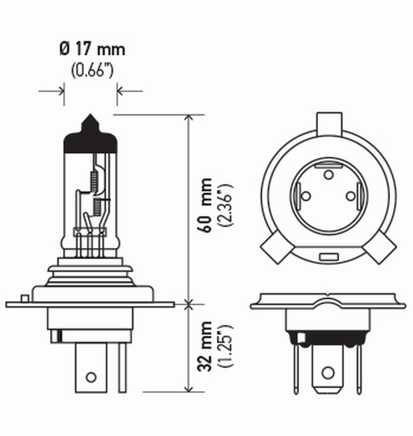 HELLA H4 High Wattage Bulbs 100/80W, 12V - Bright Lighting Solution for Enhanced Visibility