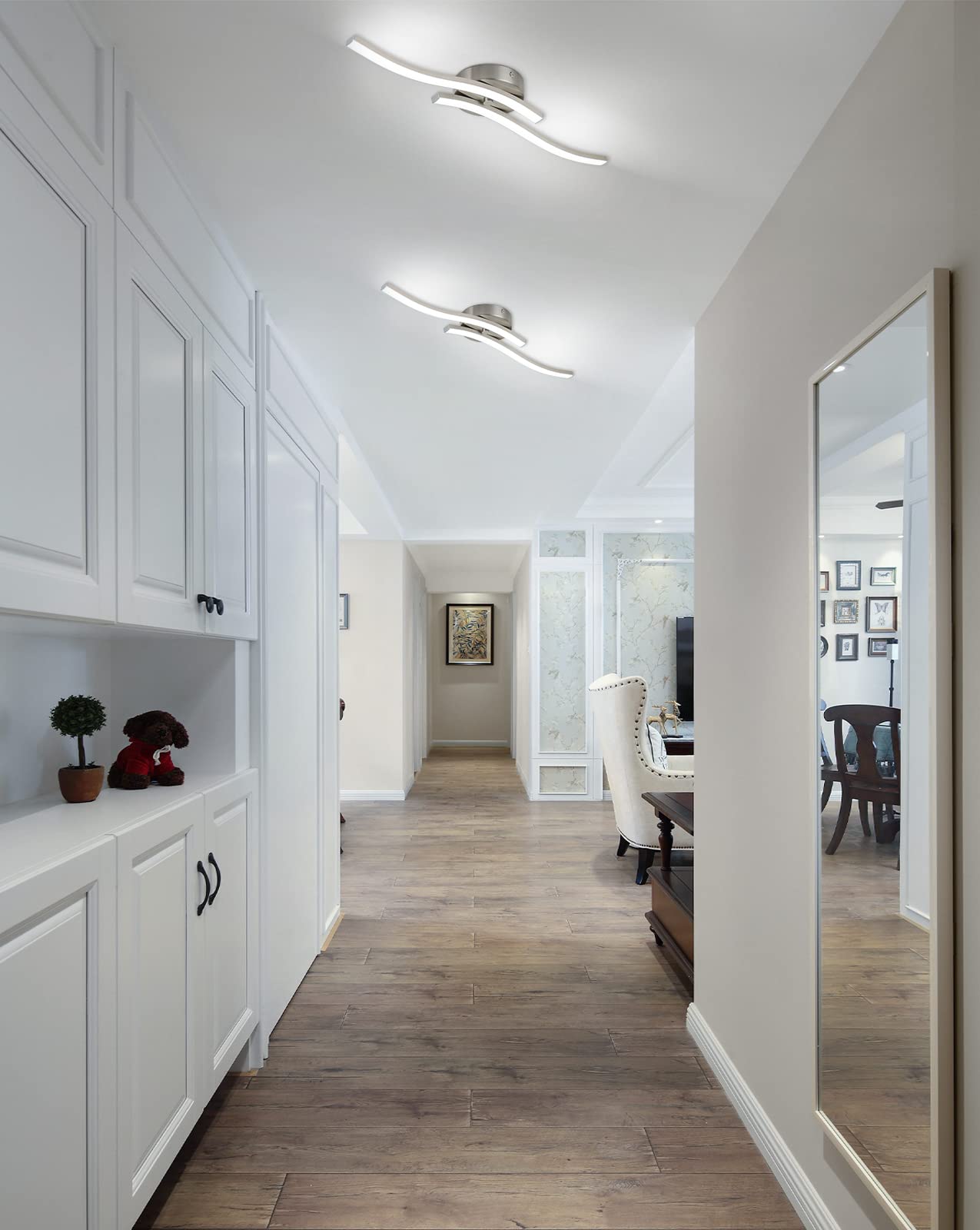 Edislive Modern Dimmable Led Ceiling Light Curved 2 Light 22.5 In Minimalist Led Flush Mount Ceiling Light Fixture Lamp For Bedr