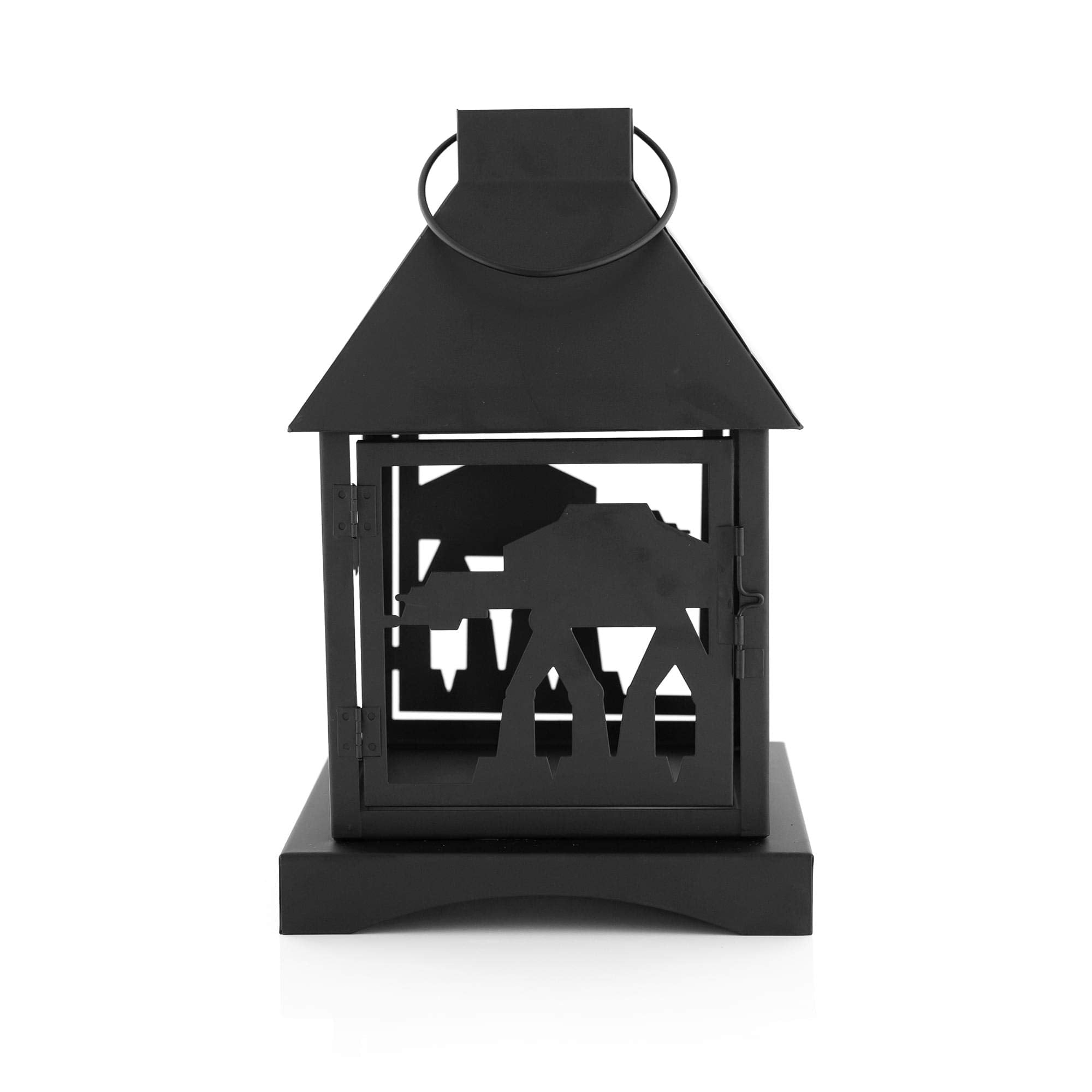 Seven20 Star Wars Stamped Lantern | Black Die-Cut Imperial At-At Walker | Indoor & Outdoor Use | Short Frame - 12 Inches Tall