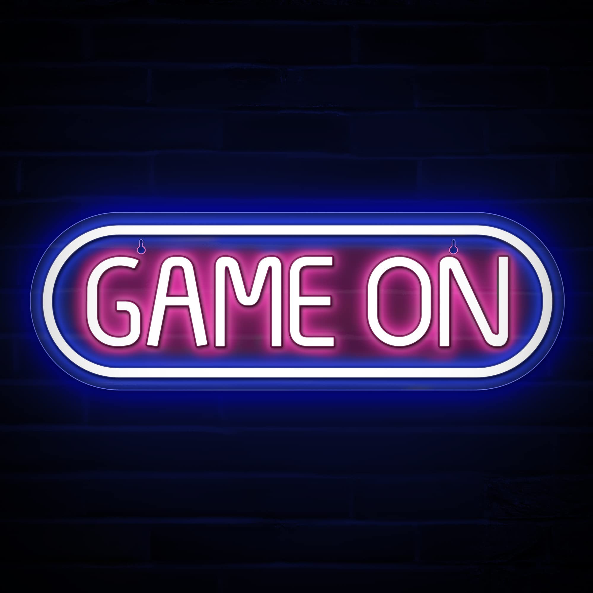 Lumoonosity Neon Sign - Game On LED Decor for Gaming Room - 16.5 x 5.5 inches - Blue & Pink Model NS-GAME ON