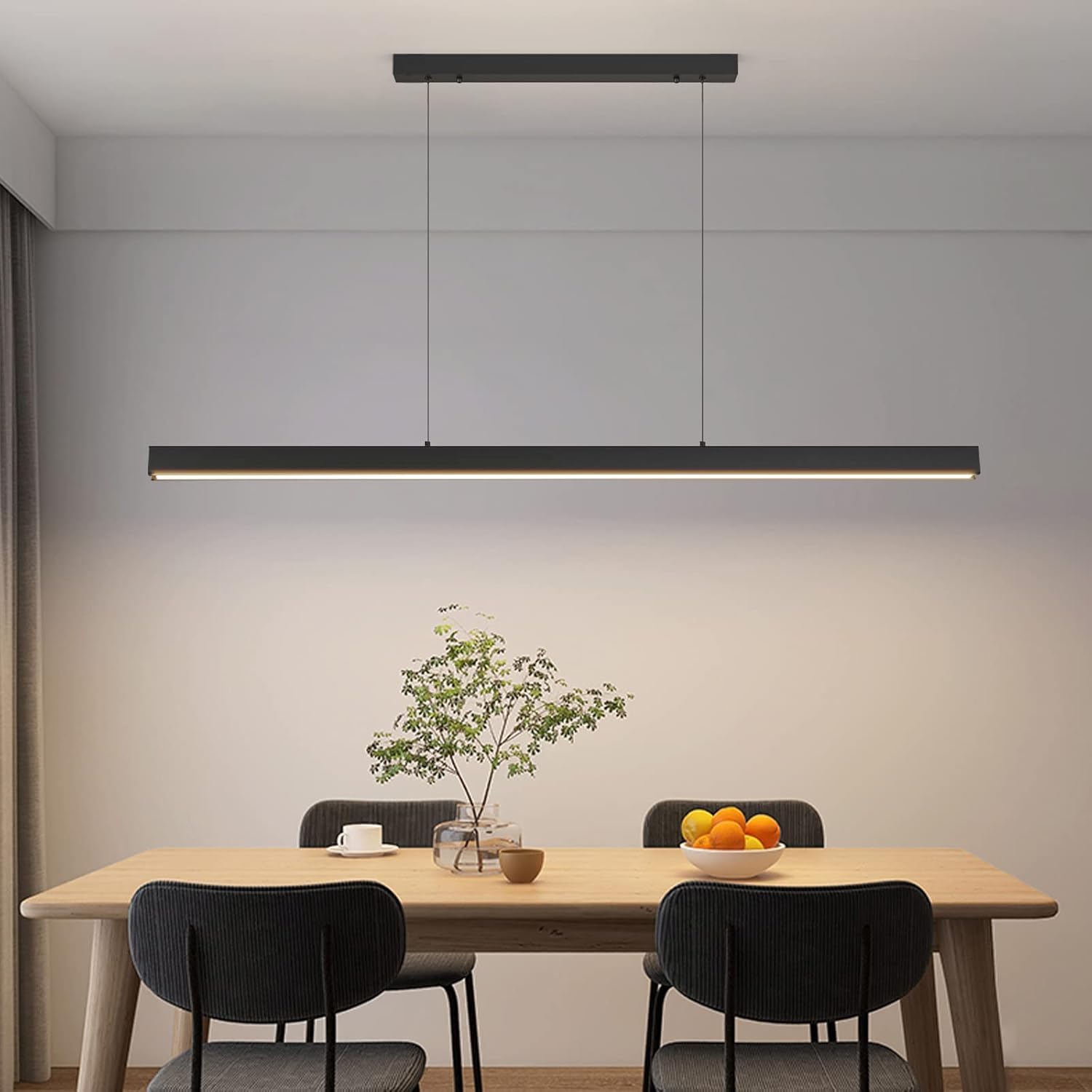 Matven Linear Pendant Light Fixtures  20W LED Island Lights with Remote  39 Modern Pendant Light for Kitchen Island Dining Room Billiard Room Office Bar  3000k-6000k Dimmable  Black