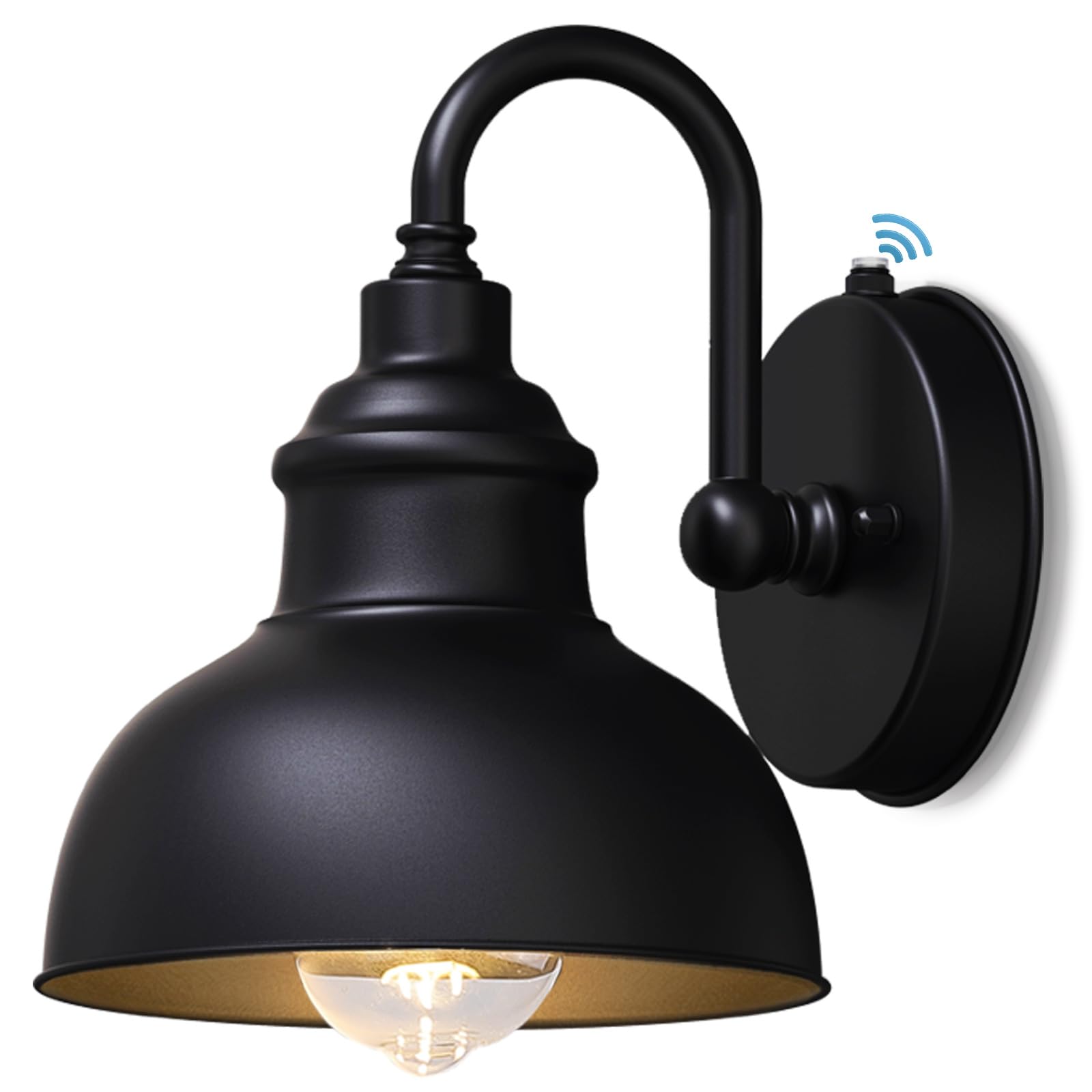 Naurham Barn Light Gooseneck Light- Dusk to Dawn Farmhouse Outdoor Lighting  1-Light Outdoor Gooseneck Lighting with Sensor Farmhouse Wall Sconce for Patio Porch Garage (7.08 Diameter  1pc)
