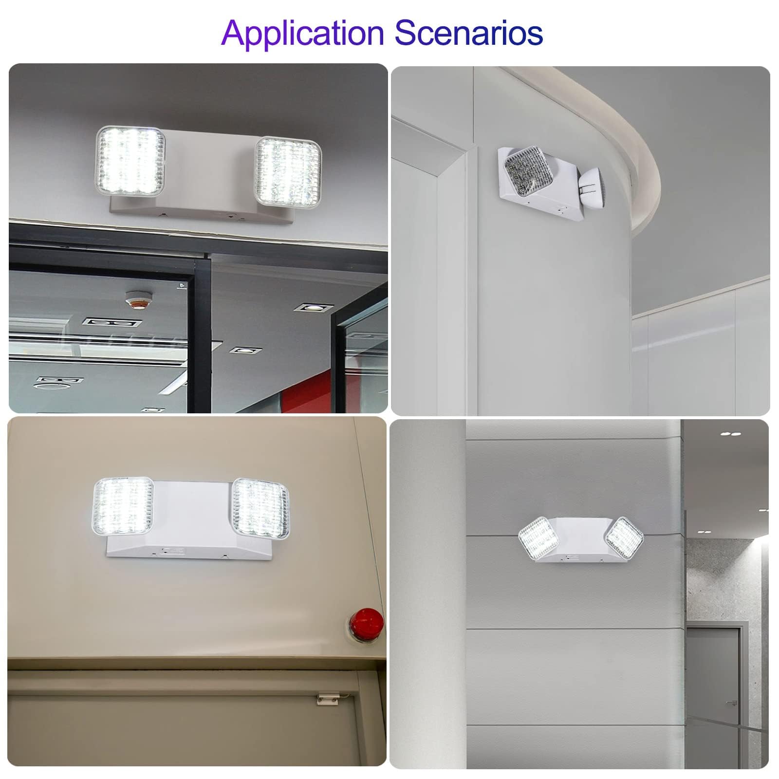 CM MZY Emergency Lights 2 Pack - LED Fixtures with Battery Backup, Square Head, AC120V, UL Listed