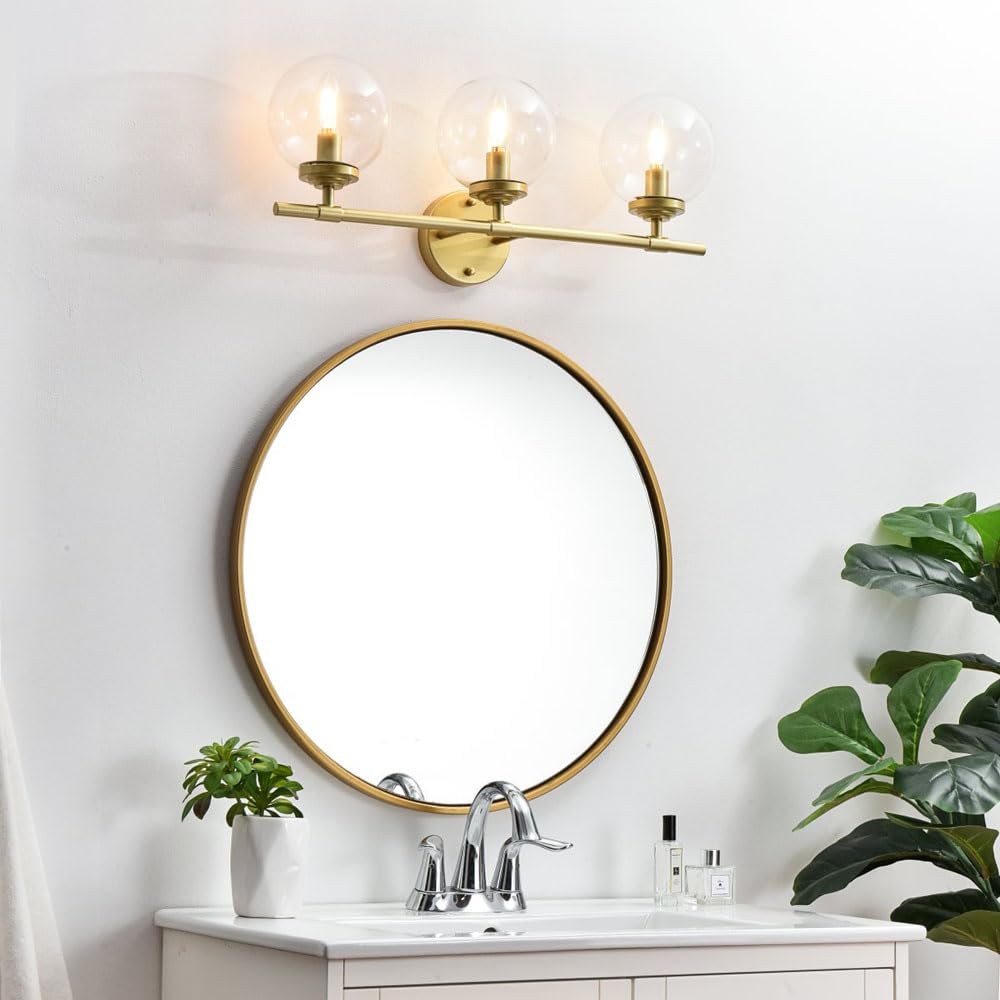 Living District Ingrid 3-Light Iron & Glass Bath Sconce in Black and Clear