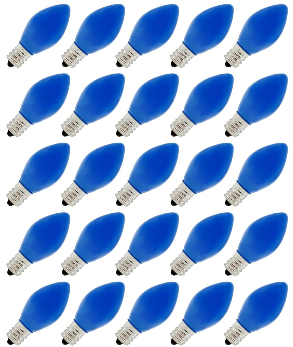 Creative Hobbies Pack Of 25 C7 Led Blue Replacement Light Bulbs, 0.7W Ceramic Led Vintage Light Bulbs For C7 Outdoor String Ligh