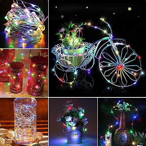 Buways 2 Pack 75 Led 24.6Ft Battery Operated Fairy String Lights With Remote, 8 Modes Silver Wire Firefly Lights For Christmas Party Bedroom Indoor Outdoor Decor (Multi-Color)