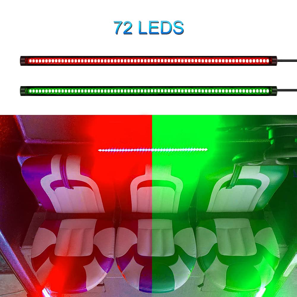 Evertine Boat Navigation Lights 13Inch (72 Leds Per Strip) Led Marine Bow Stern Lights 12V For Fishing Hunting Kayak Vessel Pontoon Yacht Waterproof Flexible Housing (Red And Green)
