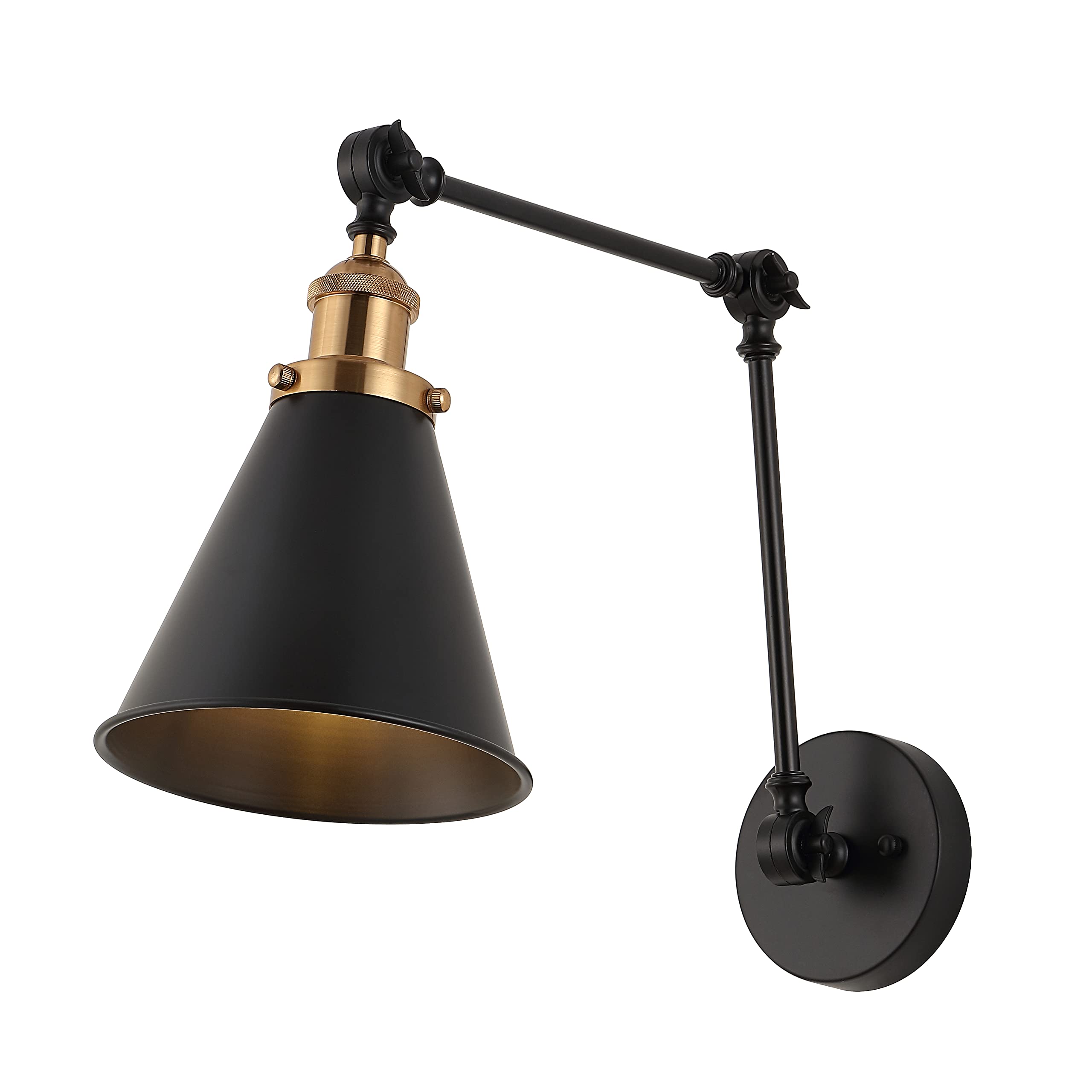 JONATHAN Y Wall Sconce, 7in Adjustable Arm, Metal, Black, Model JYL7462A, Rustic Industrial Design for Entryway, Kitchen, Bathroom
