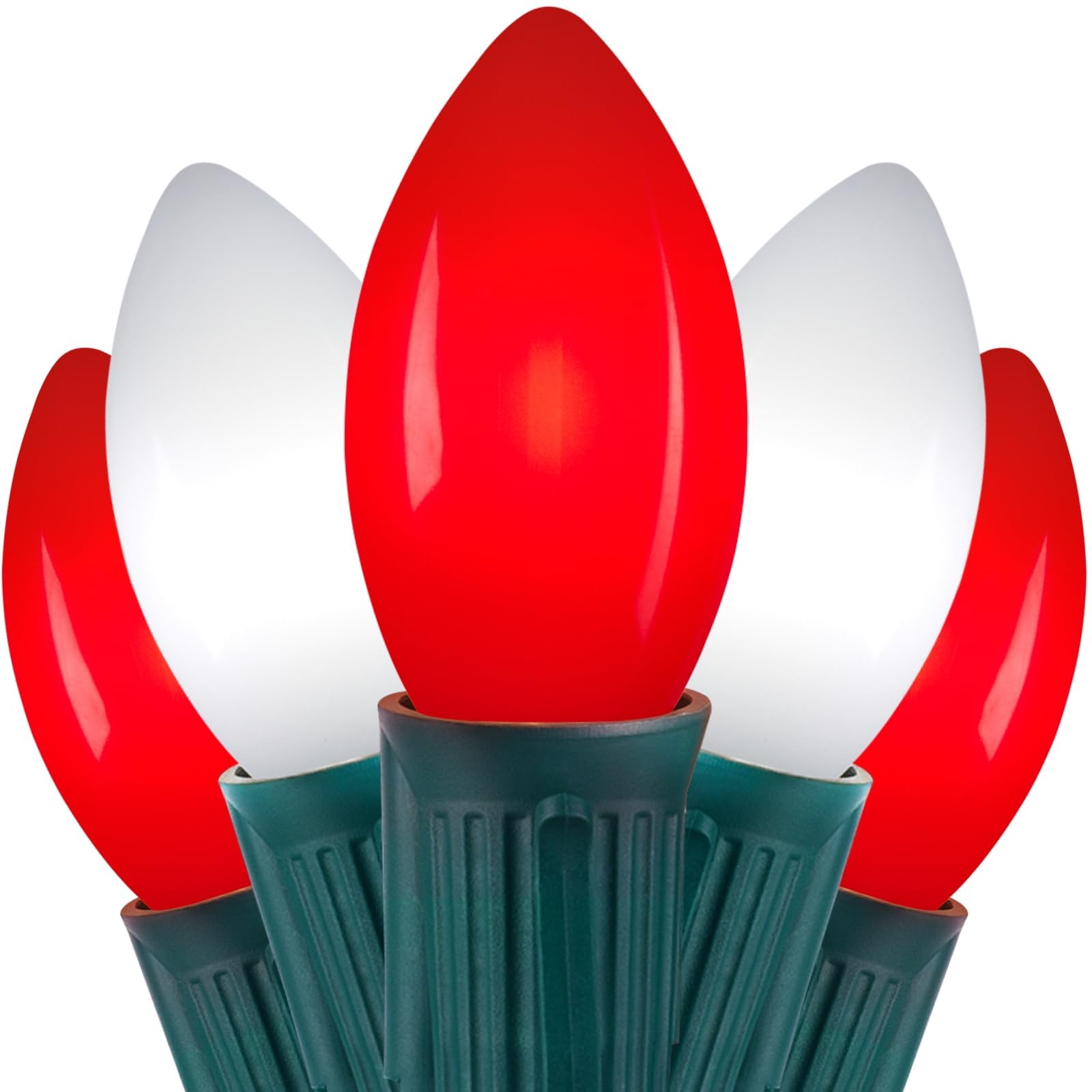 Vintage C9 Led Christmas Lights Outdoor  100 Feet C9 String Light With 50 Shatterproof C9 Bulbs  Waterproof Connectable Christmas Tree Lights For Outside Roofline Patio Xmas Decor  Red & Pure White