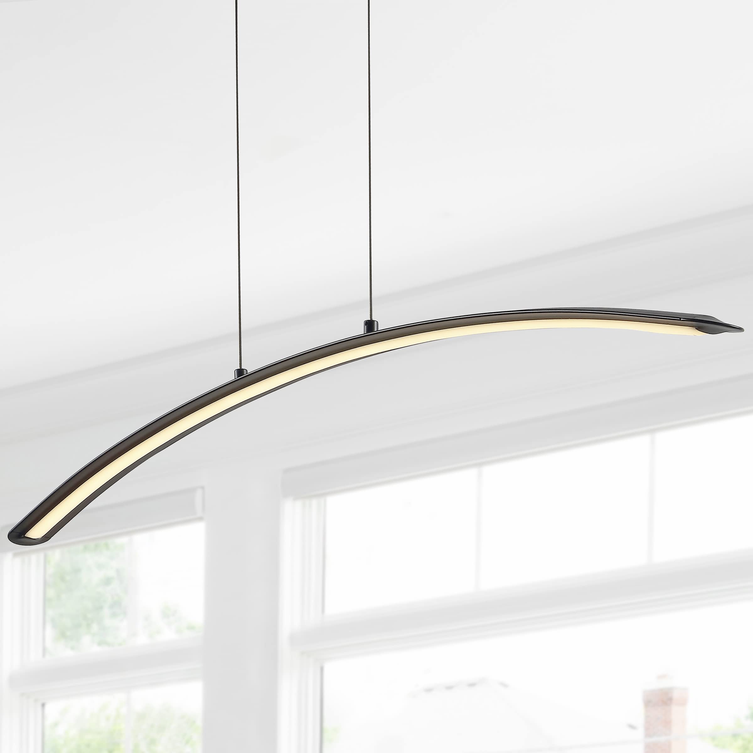 JONATHAN Y Roxanna 41.5in Dimmable LED Linear Pendant Light, Metal, Black, Model JYL7012B