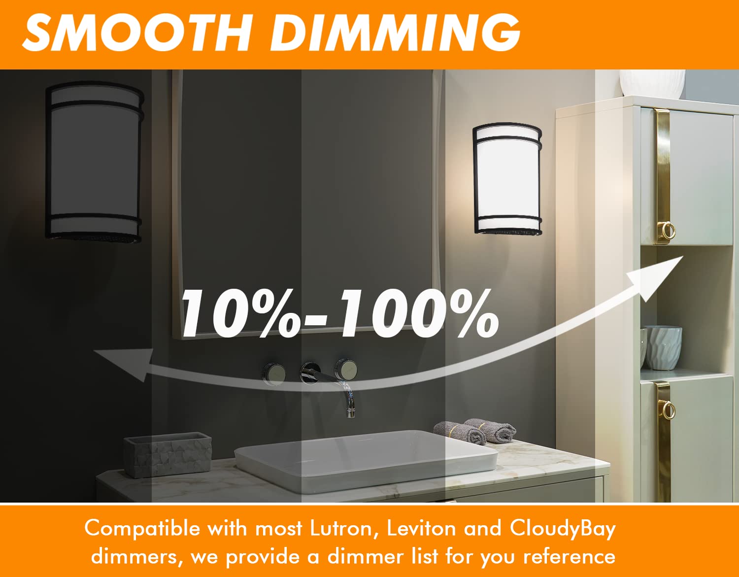 CLOUDY BAY LED 3 Color Indoor Wall Sconce, Wall Lighting,3000K/4000K/5000K Color Temperature Adjustable Wall Mount Light Fixture