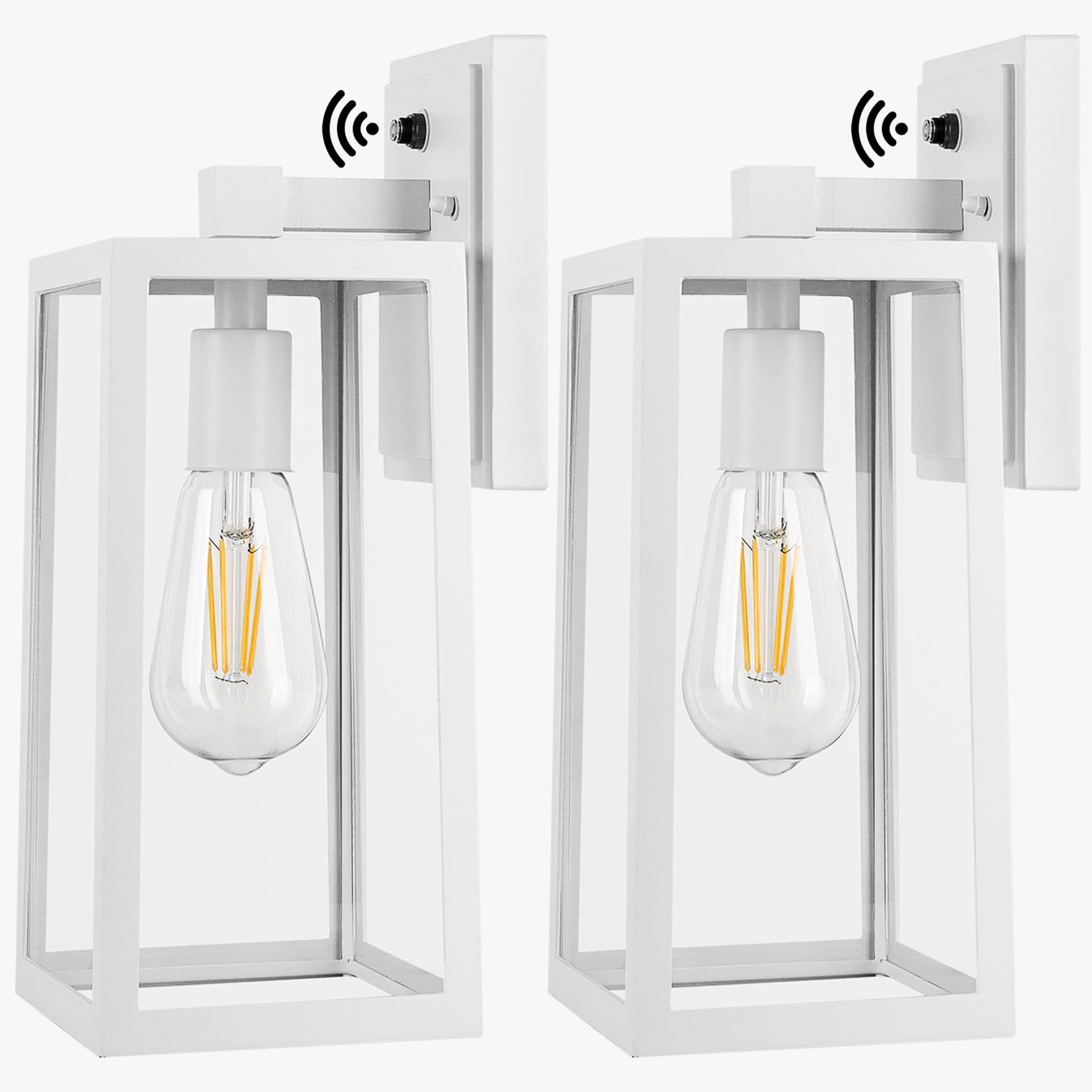 PARTPHONER Outdoor Wall Lights, Waterproof Aluminium & Glass Sconce Lamp, 2-Pack, White, Model QGBD-W