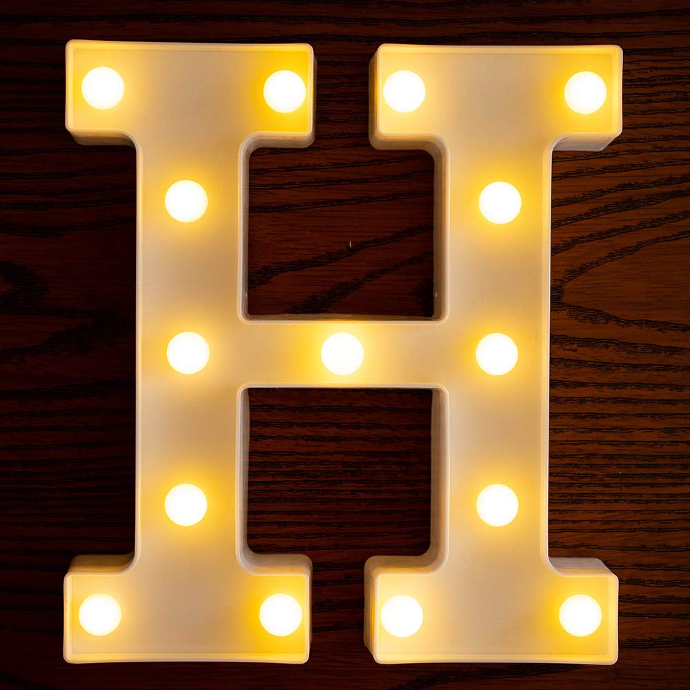 Yorulory LED Letter Lights Sign Letters Light Up Letters Sign for Night Light Wedding Birthday Party Battery Powered Christmas Lamp Home Bar (H)