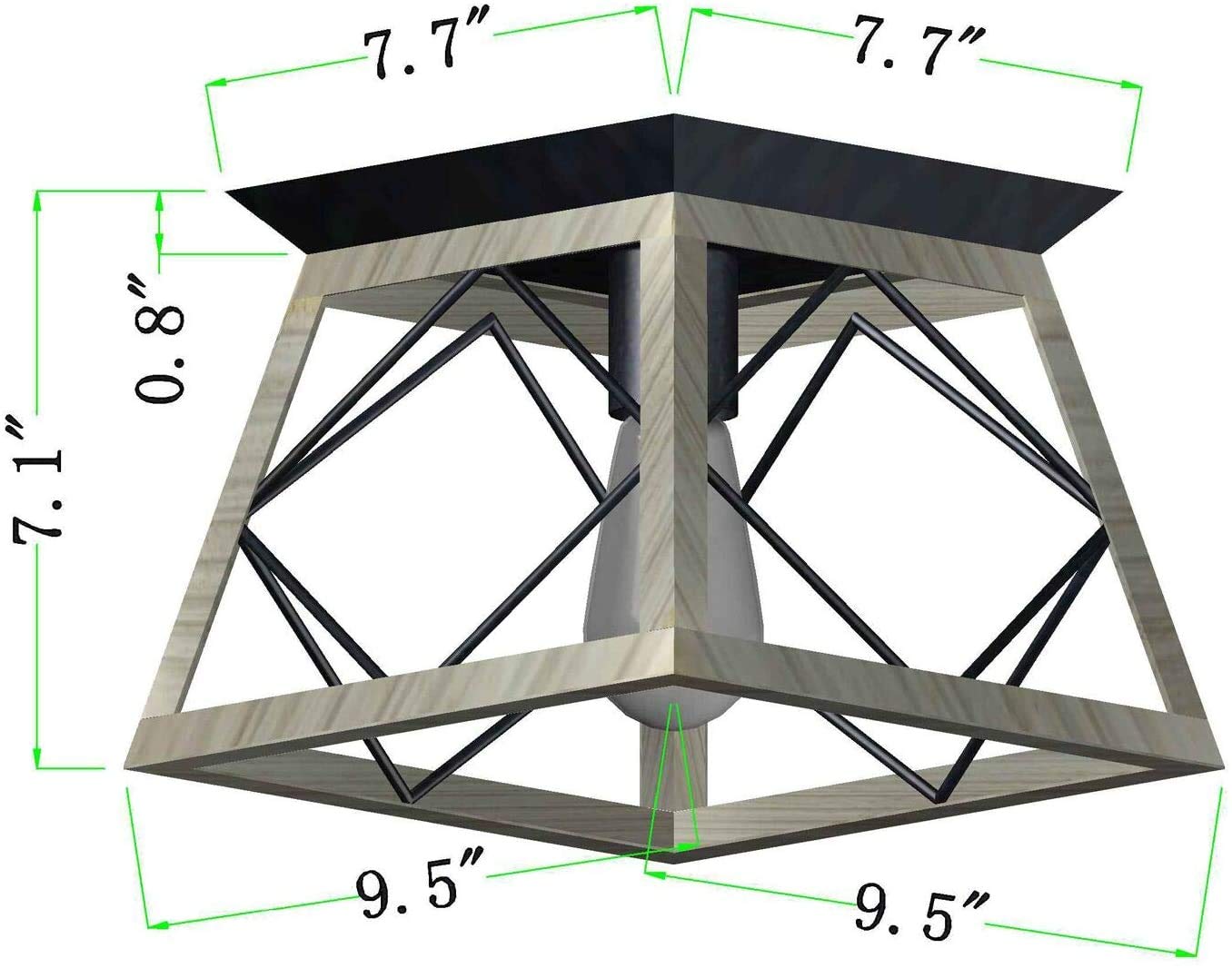 Q&S Flush Mount Ceiling Light Fixture, Farmhouse Vintage Ceiling Lights,Industrial Metal Ceiling Lamp For Hallway, Entryway, Bat