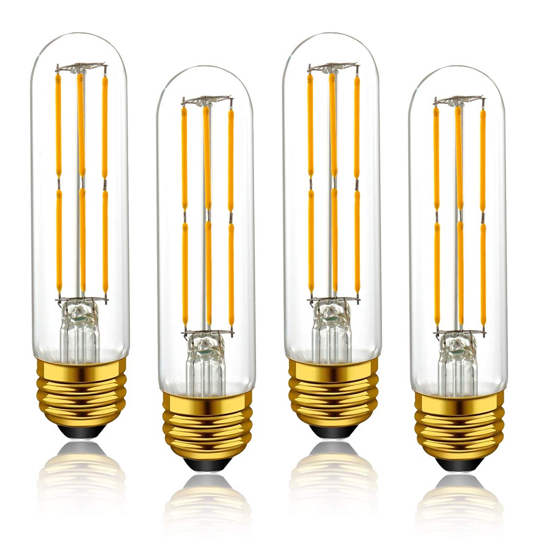 Adshen-US Dimmable E26 Edison Bulb T10 6W Daylight White 4000K Glass 4-Pack