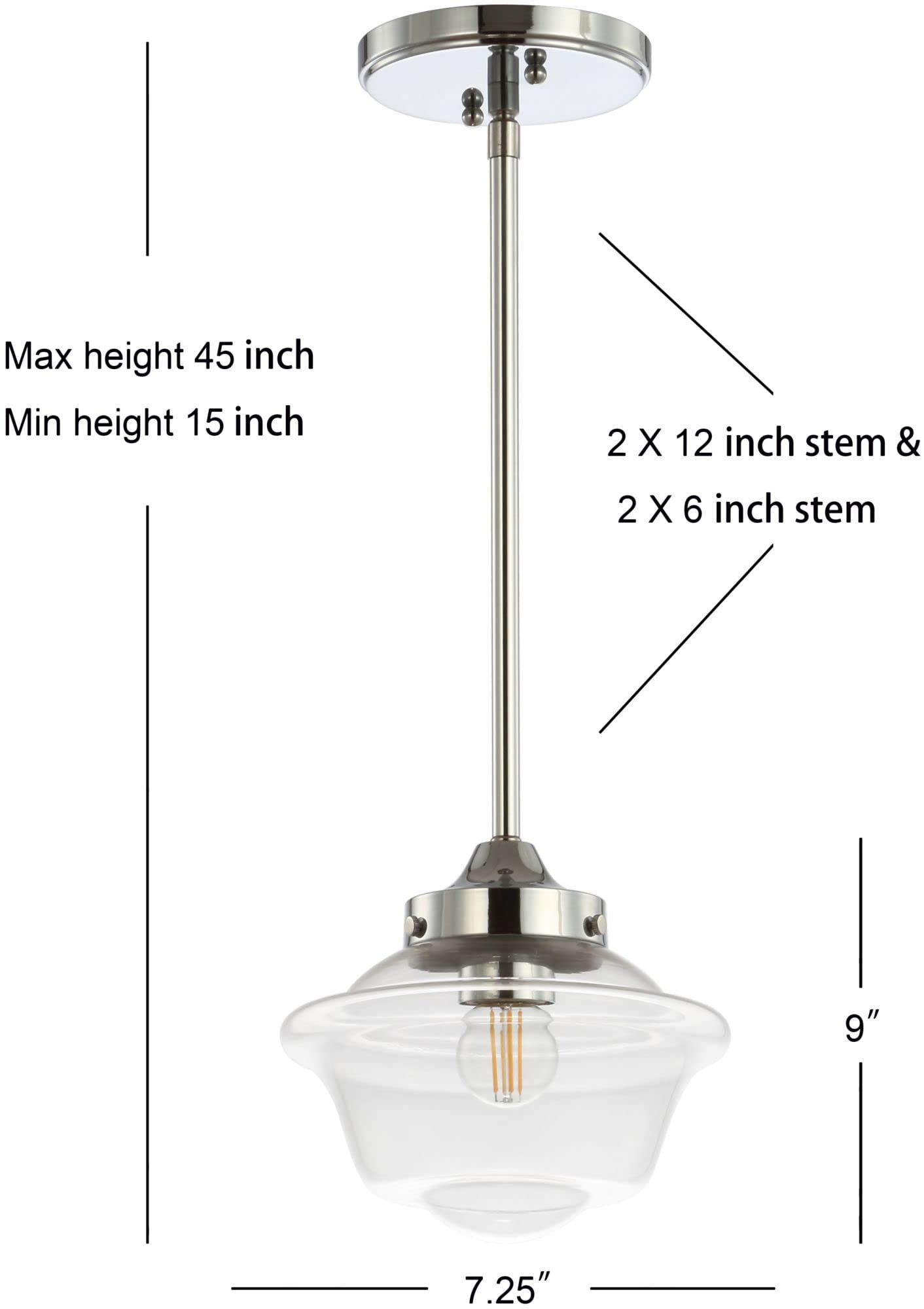 JONATHAN Y Kurtz 7.25" LED Pendant Light, Oil Rubbed Bronze, Metal/Glass, Dimmable, Model JYL3516C for Dining Room, Kitchen,